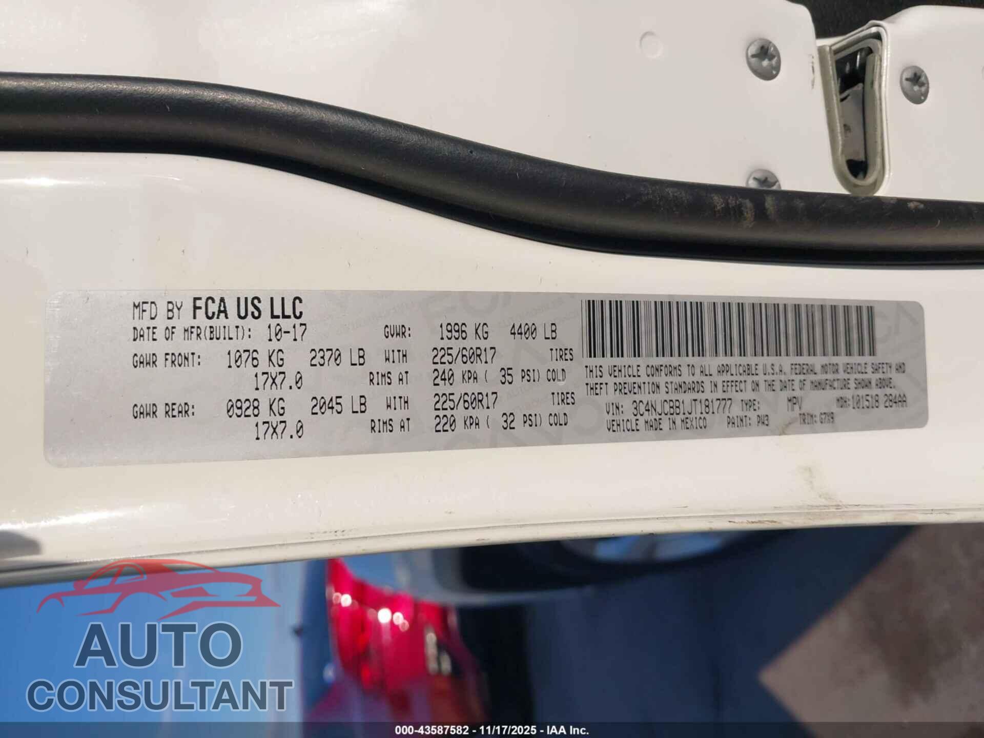 JEEP COMPASS 2018 - 3C4NJCBB1JT181777