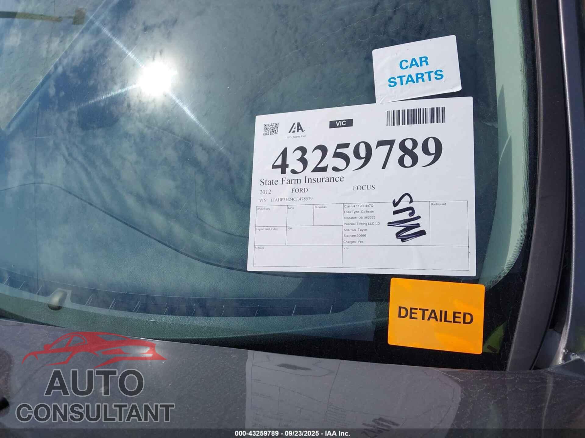 FORD FOCUS 2012 - 1FAHP3H24CL478579