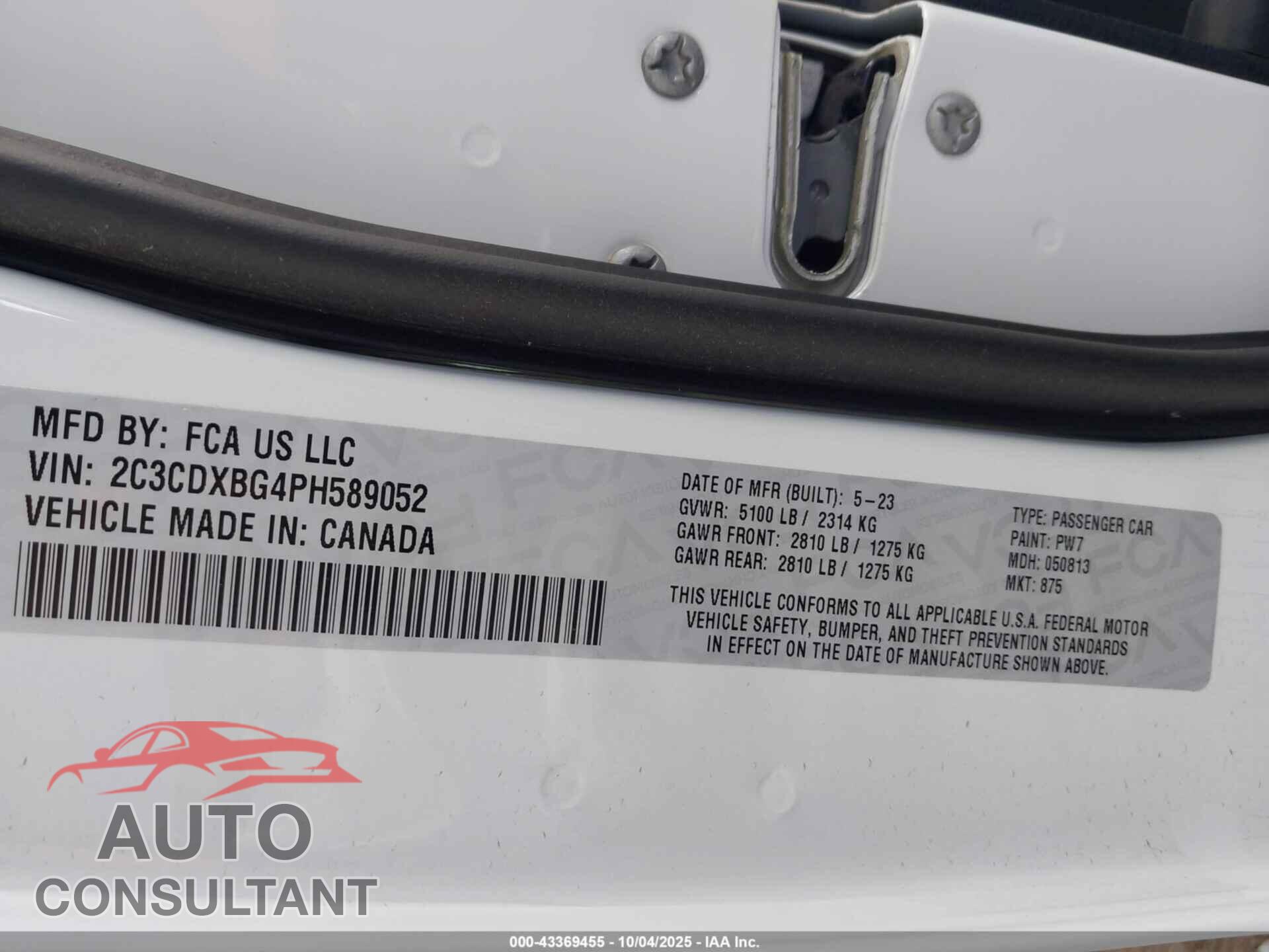 DODGE CHARGER 2023 - 2C3CDXBG4PH589052