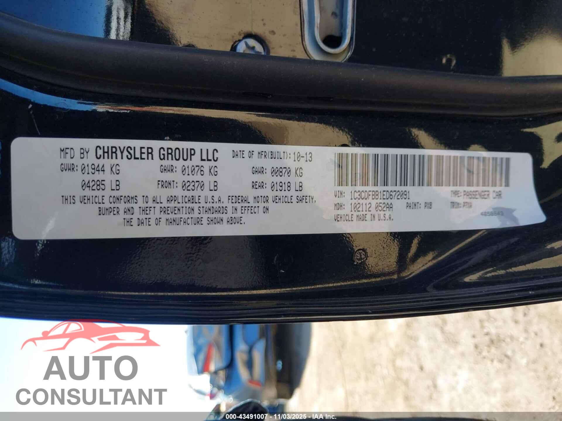 DODGE DART 2014 - 1C3CDFBB1ED672091
