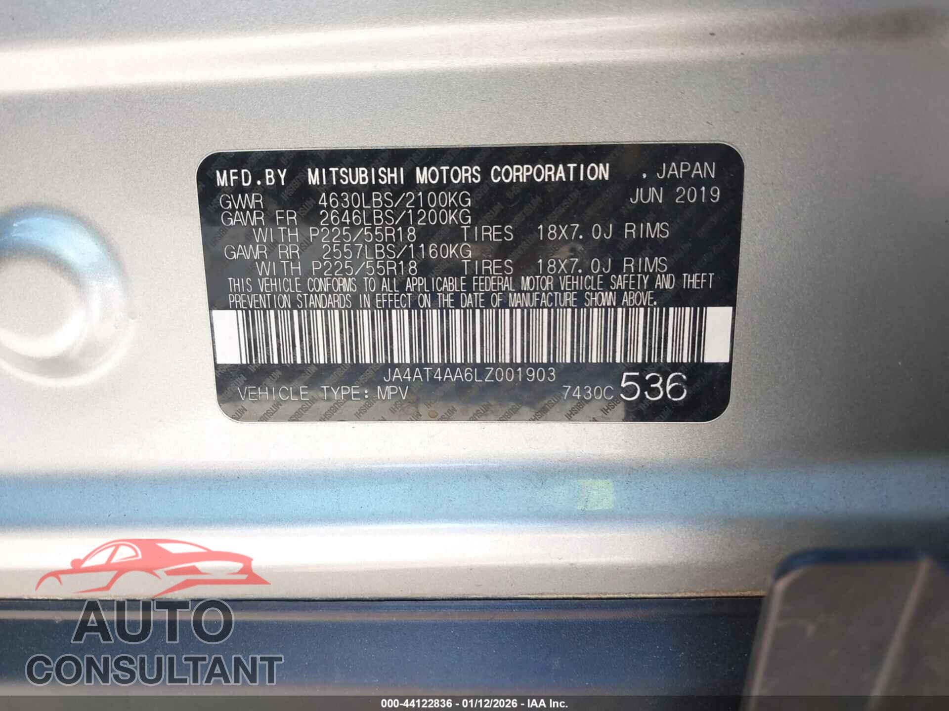 MITSUBISHI ECLIPSE CROSS 2020 - JA4AT4AA6LZ001903