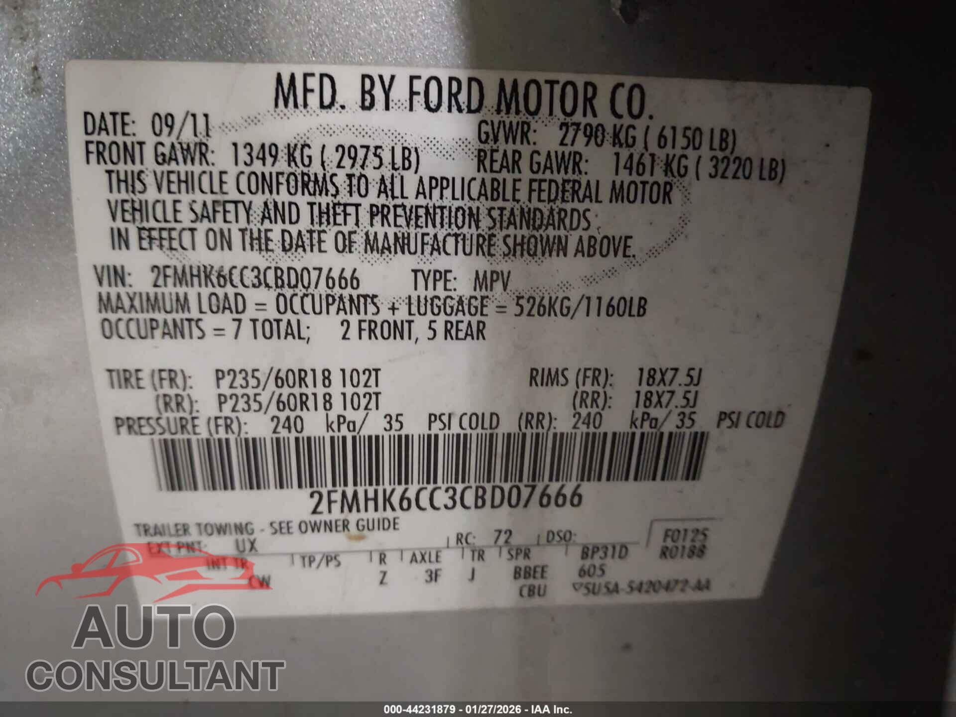 FORD FLEX 2012 - 2FMHK6CC3CBD07666