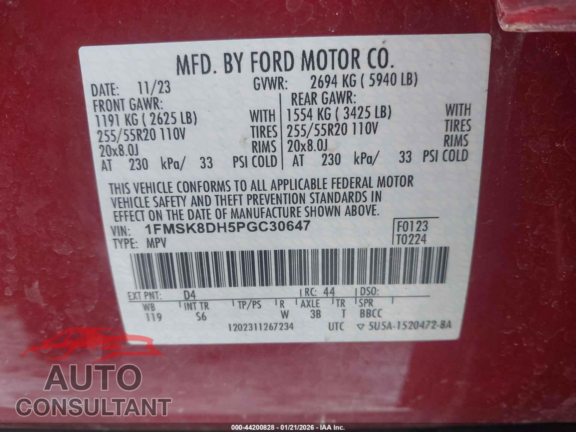 FORD EXPLORER 2023 - 1FMSK8DH5PGC30647