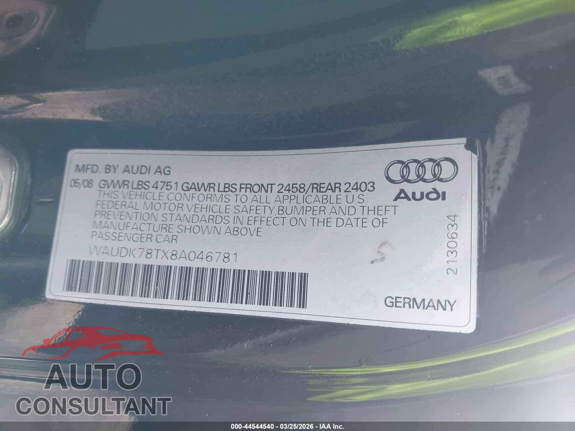 AUDI A5 2011 - WAUCFAFR1BA073878