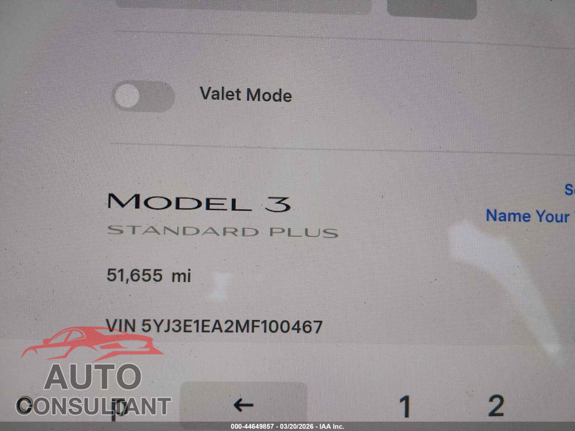 TESLA MODEL 3 2021 - 5YJ3E1EA2MF100467