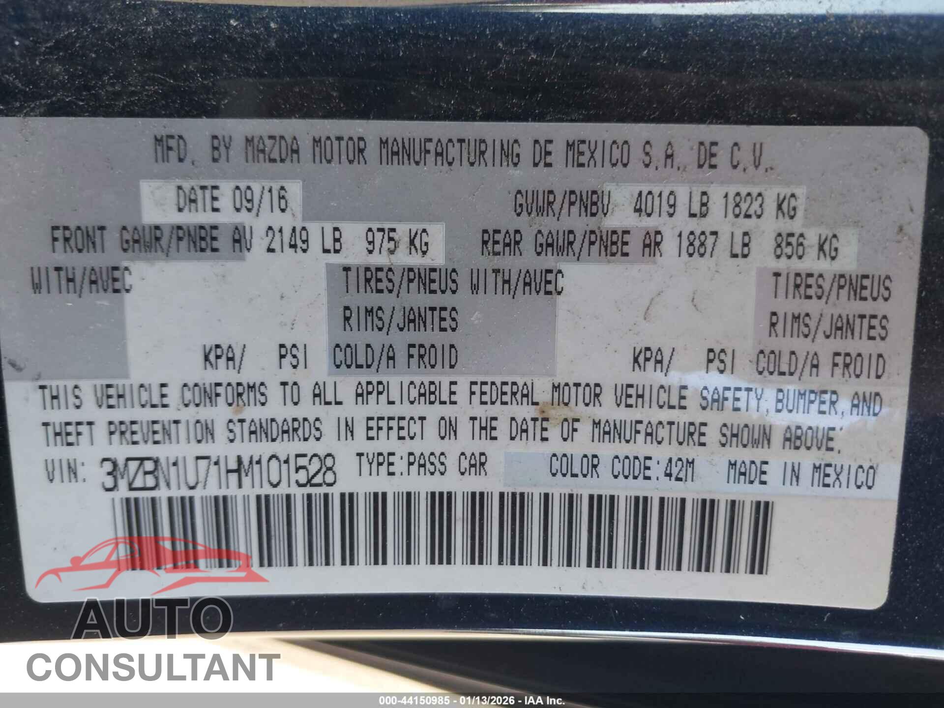 MAZDA MAZDA3 2017 - 3MZBN1U71HM101528
