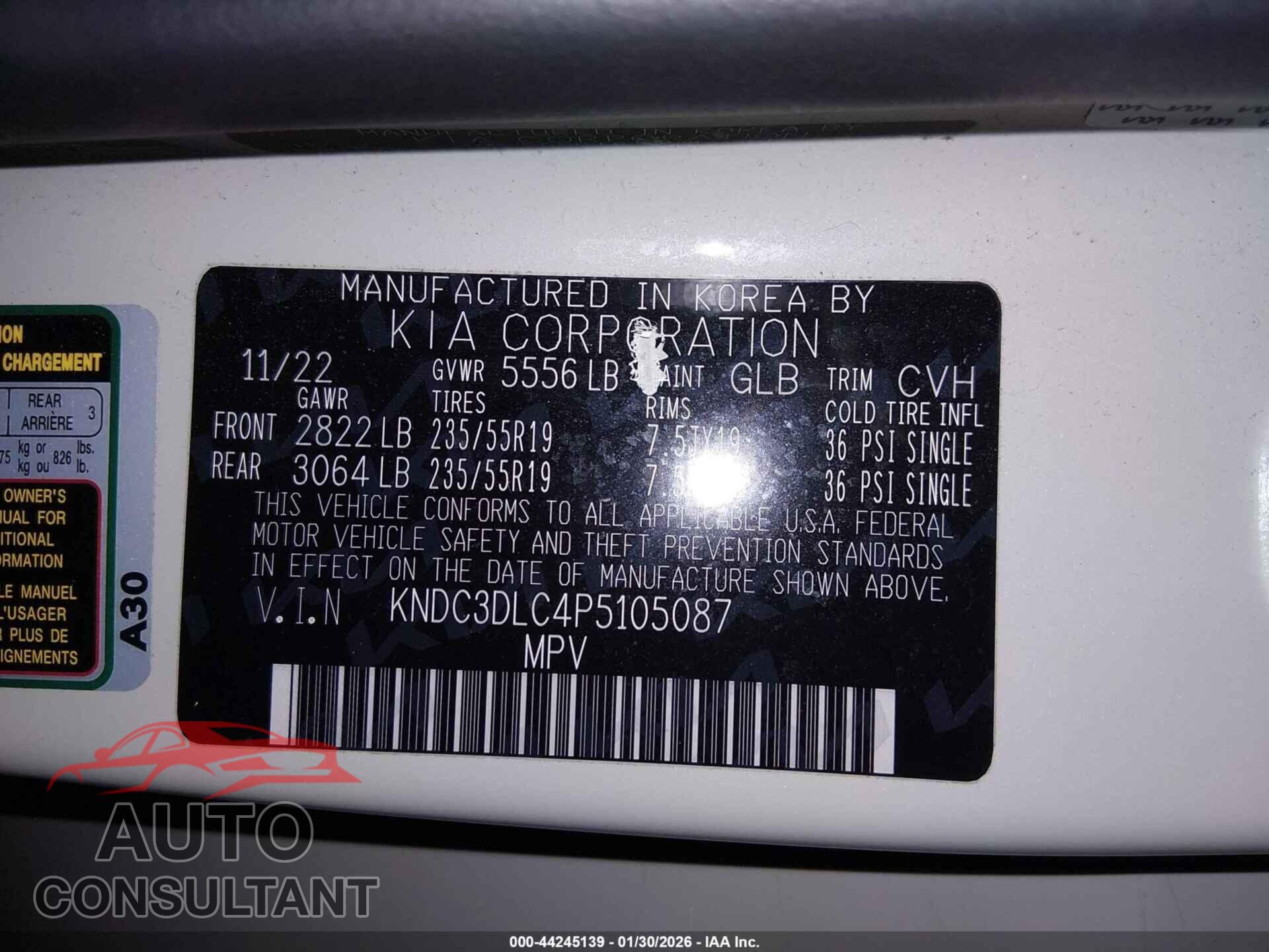 KIA EV6 2023 - KNDC3DLC4P5105087