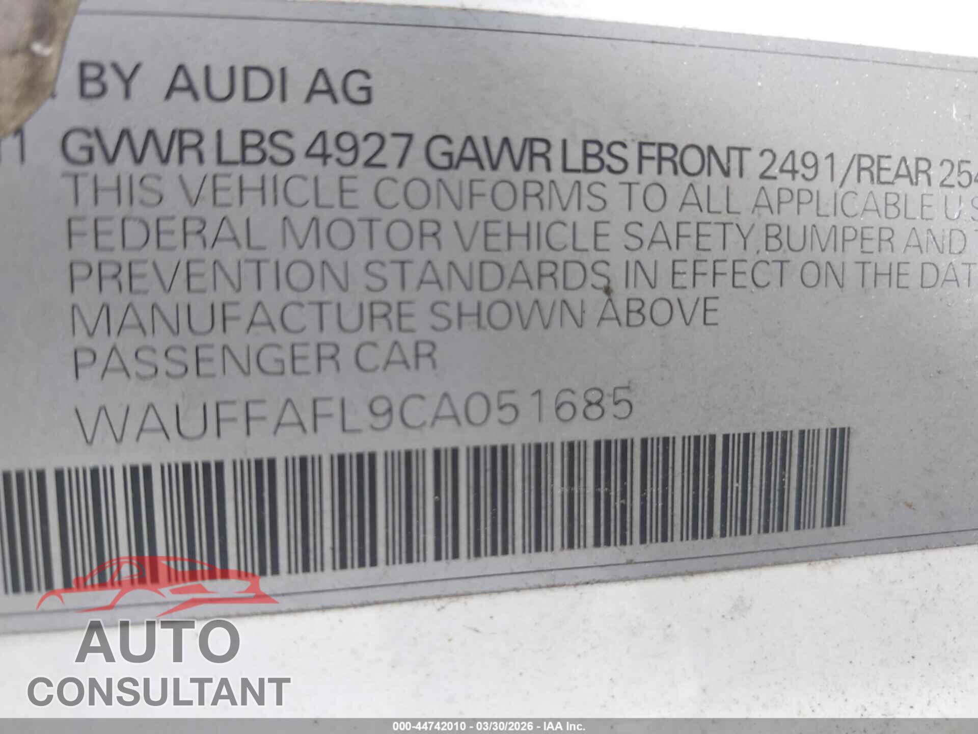 AUDI A4 2012 - WAUFFAFL9CA051685