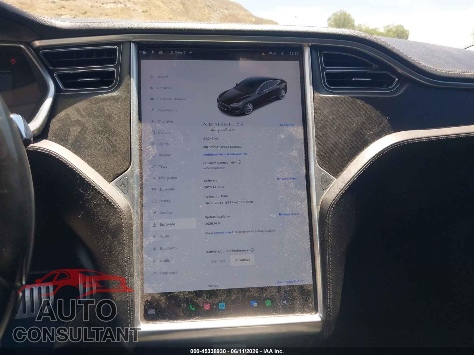 TESLA MODEL S 2012 - 5YJSA1DP6CFS00082