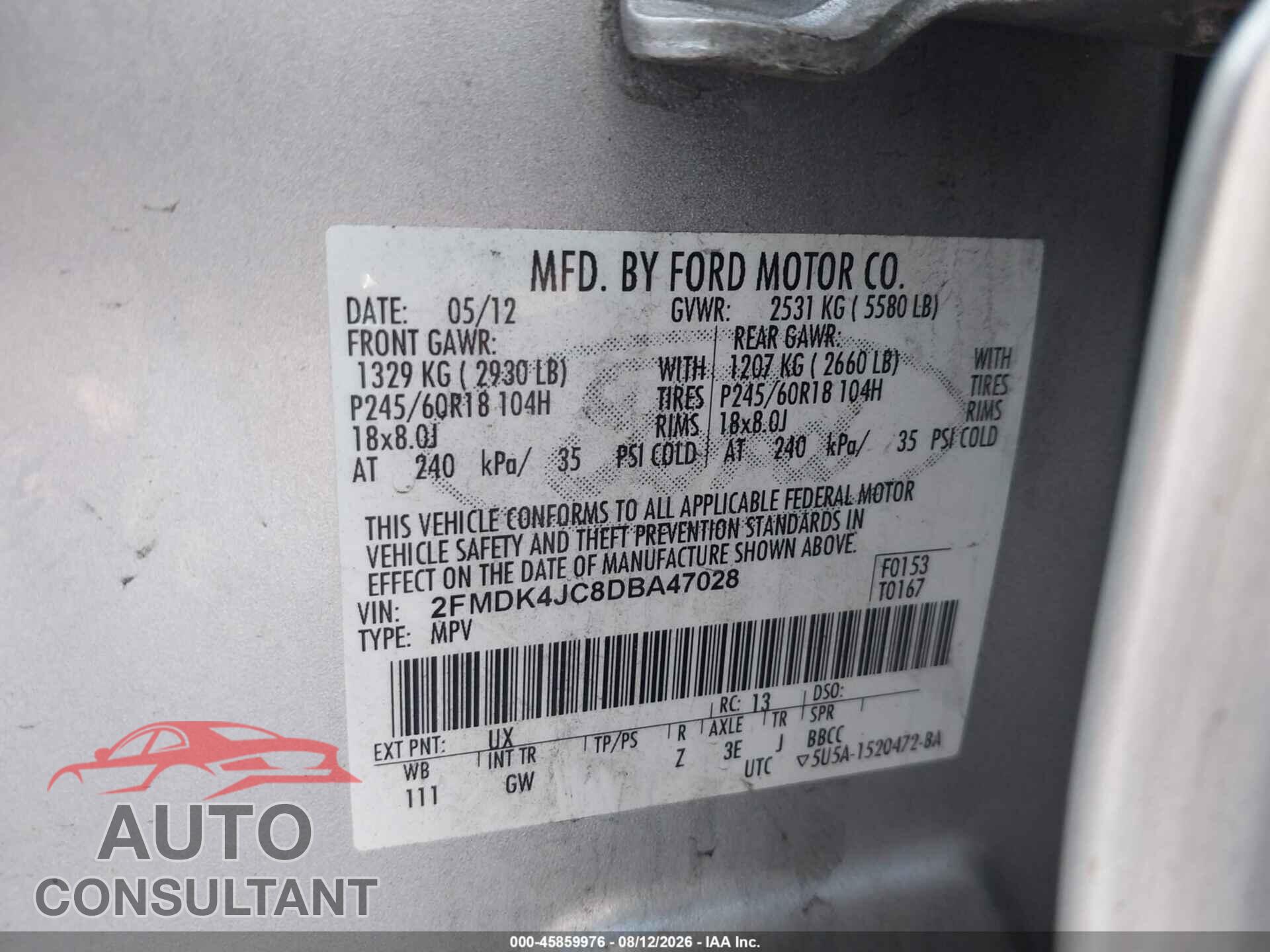 FORD EDGE 2013 - 2FMDK4JC8DBA47028