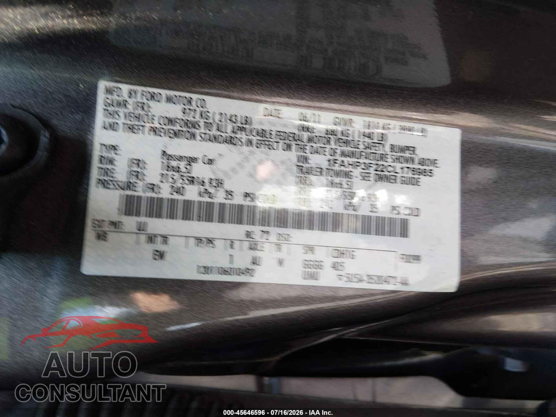 FORD FOCUS 2012 - 1FAHP3F22CL176985