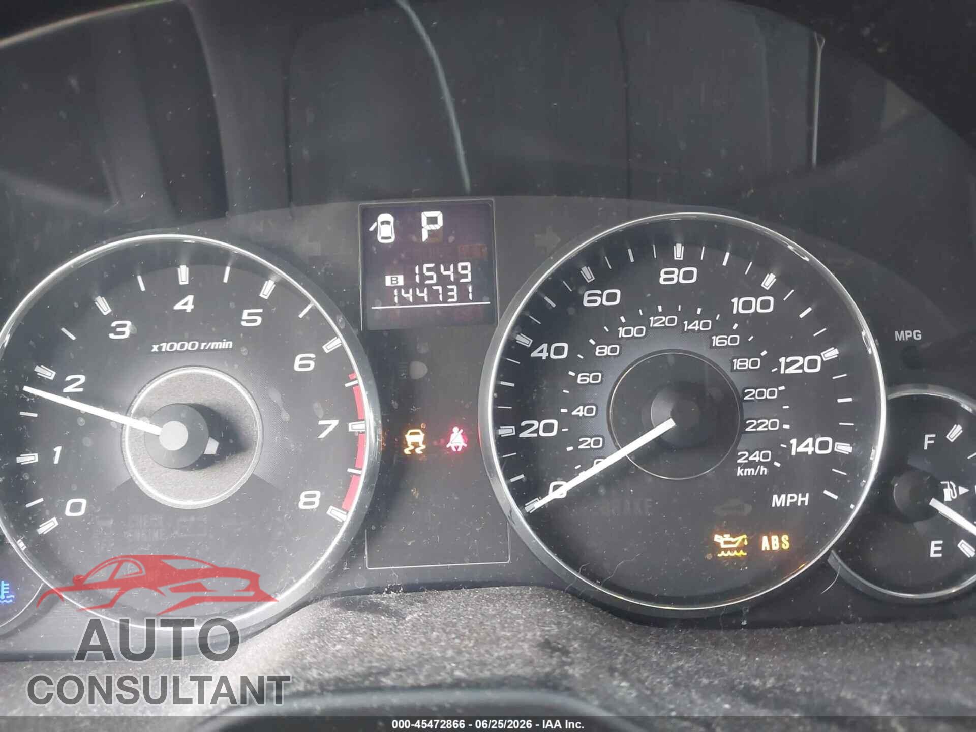 SUBARU OUTBACK 2012 - 4S4BRBKC5C3207368
