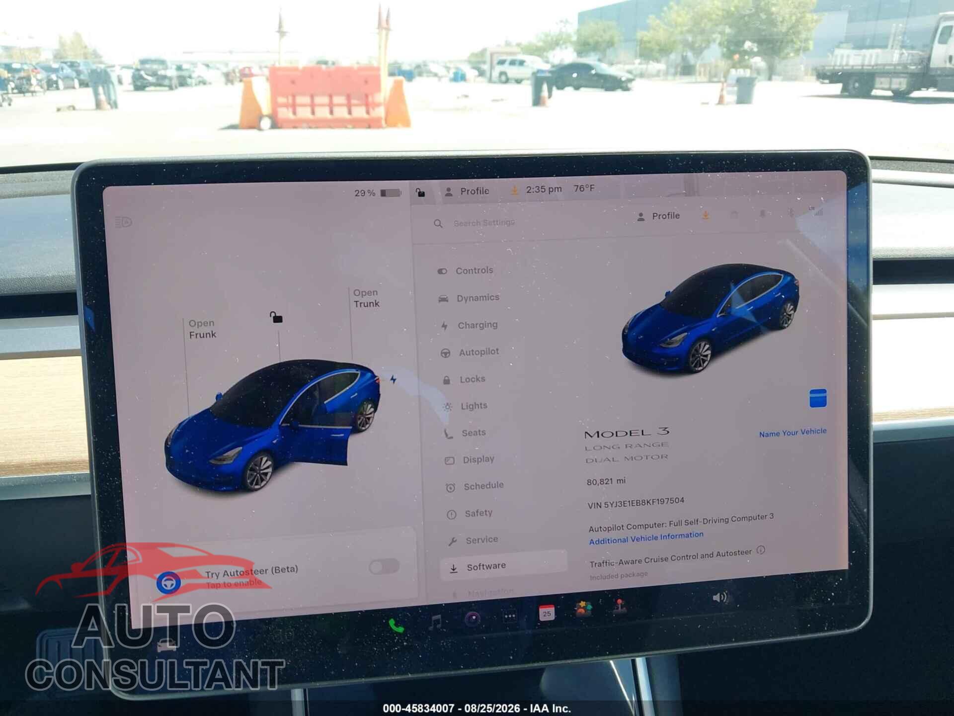 TESLA MODEL 3 2019 - 5YJ3E1EB8KF197504