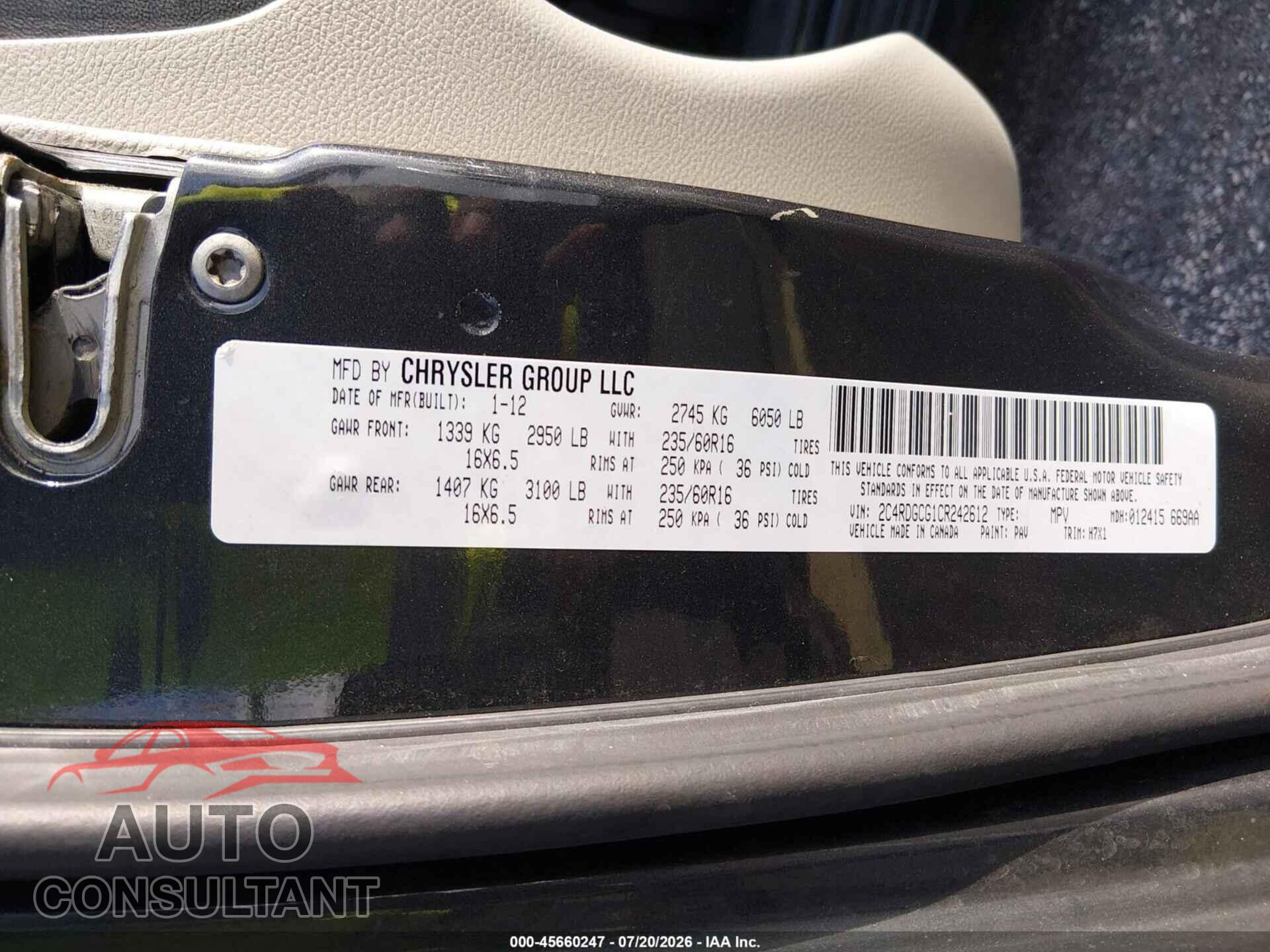 DODGE GRAND CARAVAN 2011 - 2D4RN5DGXBR711813