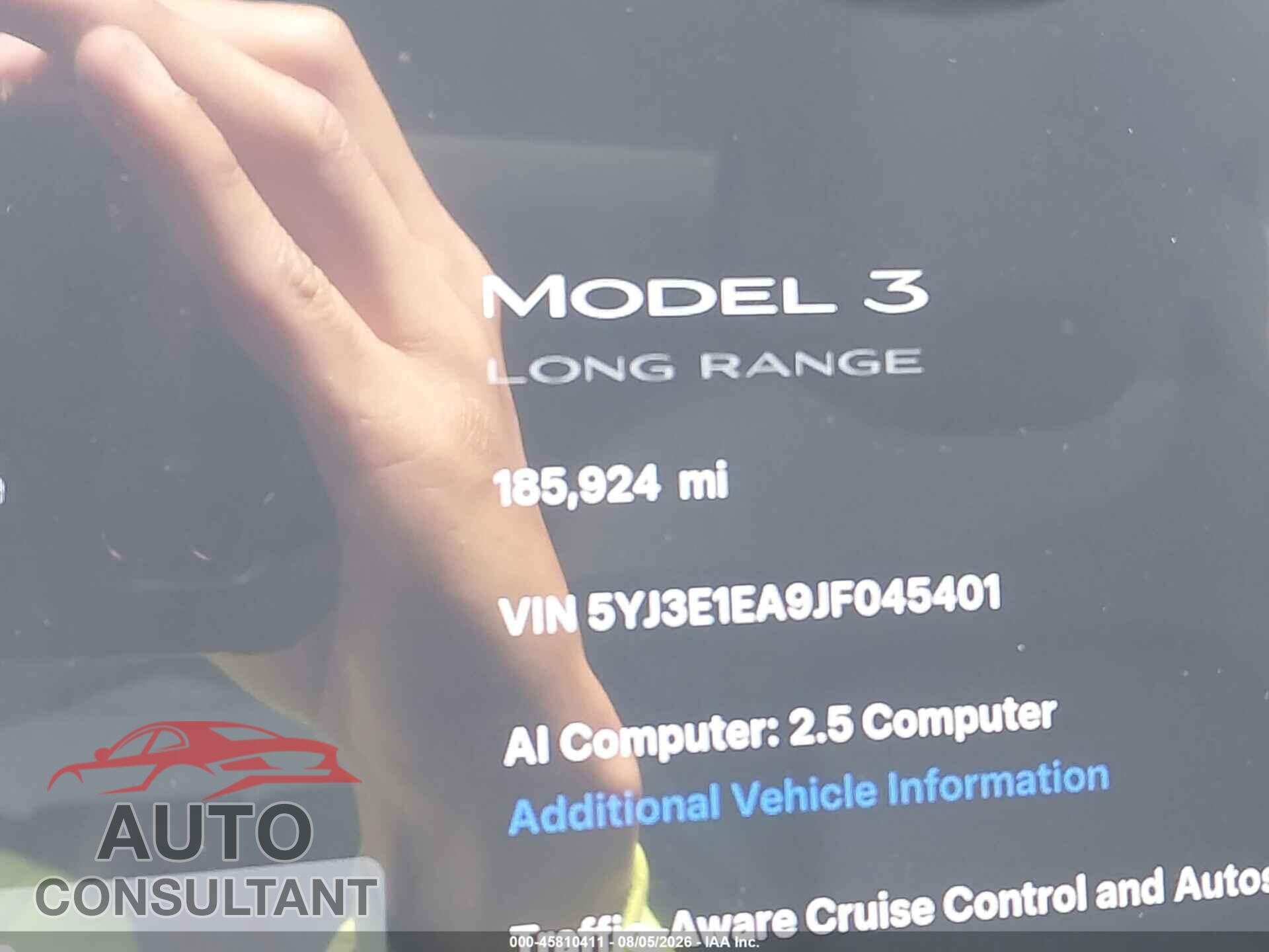 TESLA MODEL 3 2018 - 5YJ3E1EA9JF045401