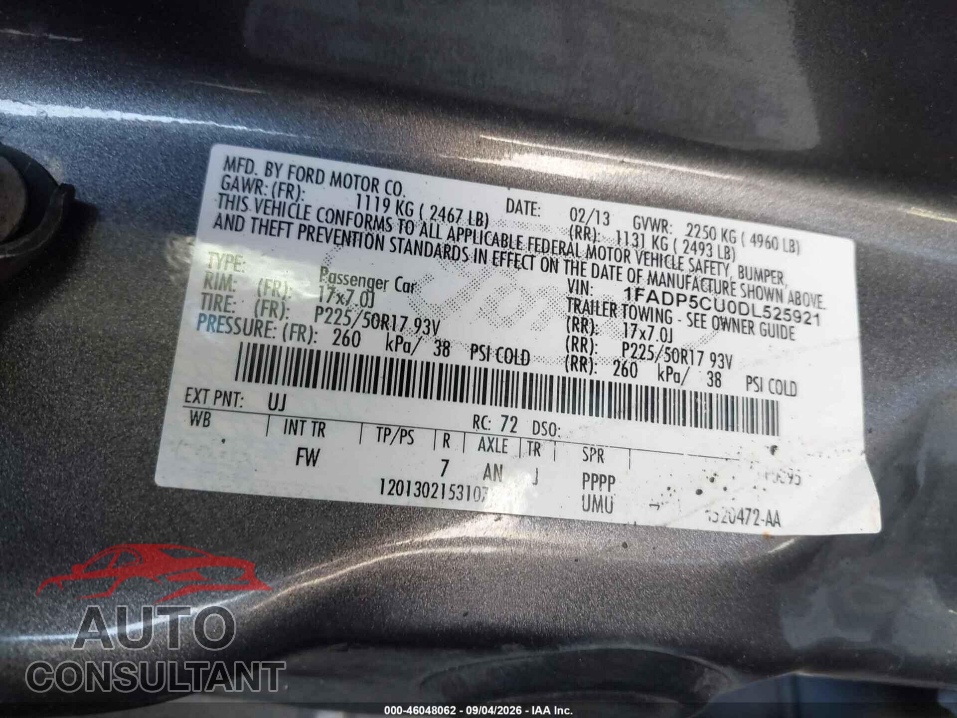 FORD C-MAX ENERGI 2013 - 1FADP5CU0DL525921