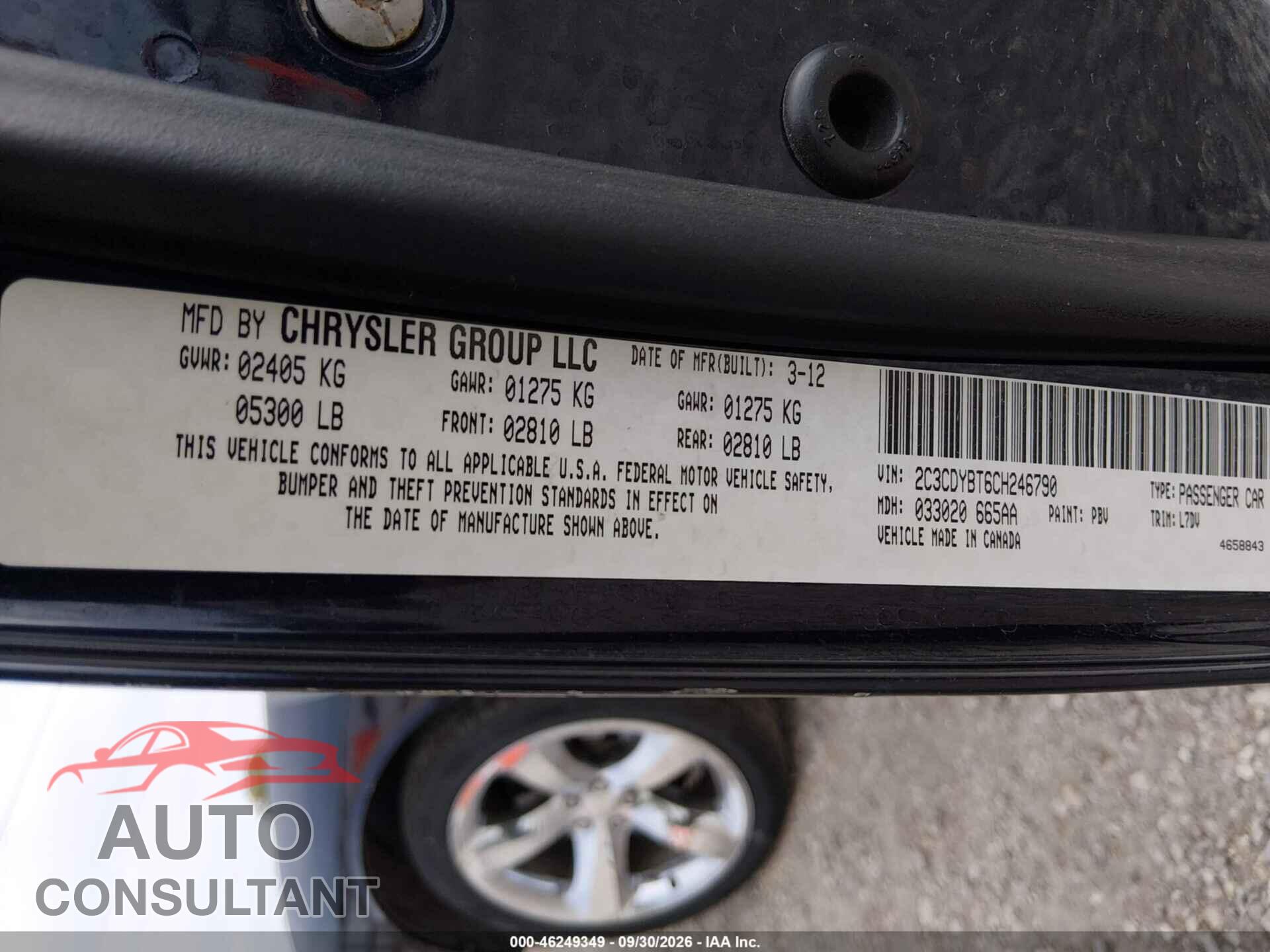 DODGE CHALLENGER 2012 - 2C3CDYBT6CH246790