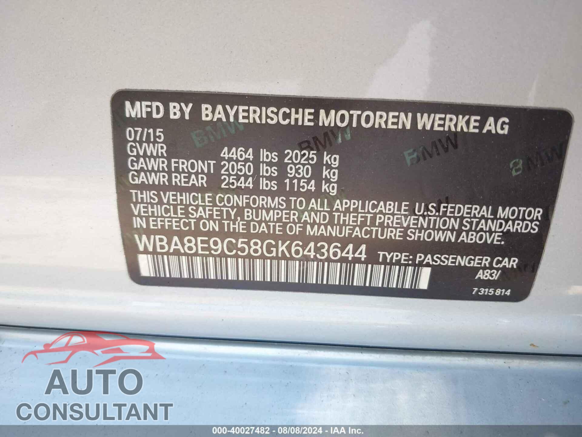 BMW 328I 2016 - WBA8E9C58GK643644