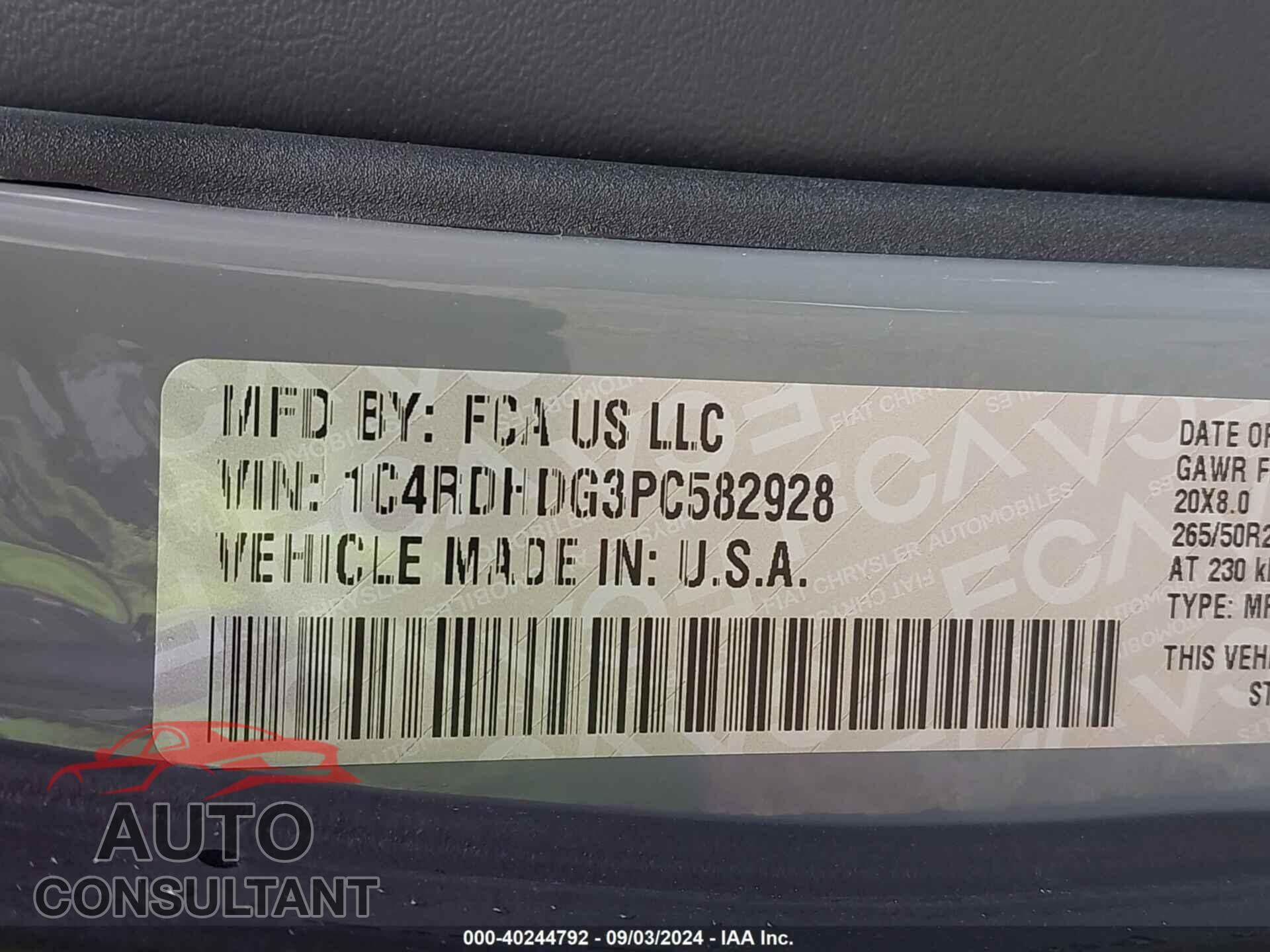 DODGE DURANGO 2023 - 1C4RDHDG3PC582928