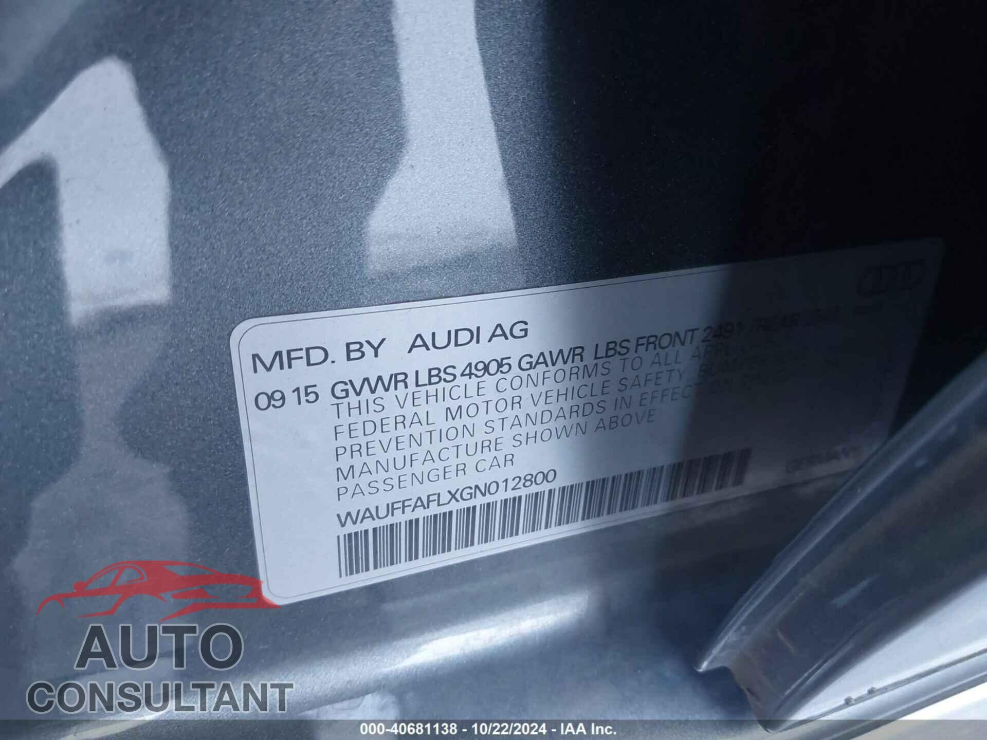 AUDI A4 2016 - WAUFFAFLXGN012800