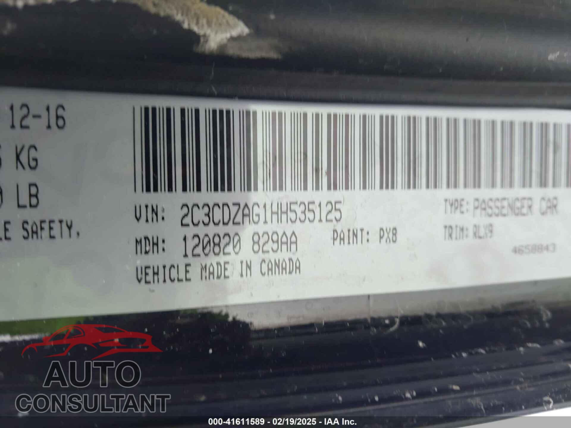 DODGE CHALLENGER 2017 - 2C3CDZAG1HH535125