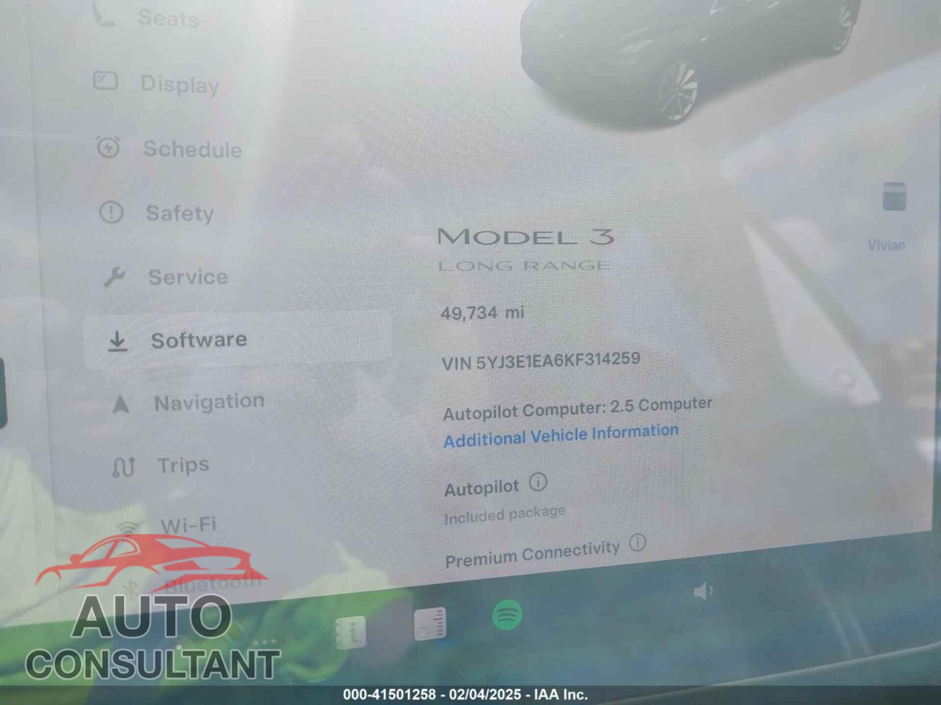 TESLA MODEL 3 2019 - 5YJ3E1EA6KF314259