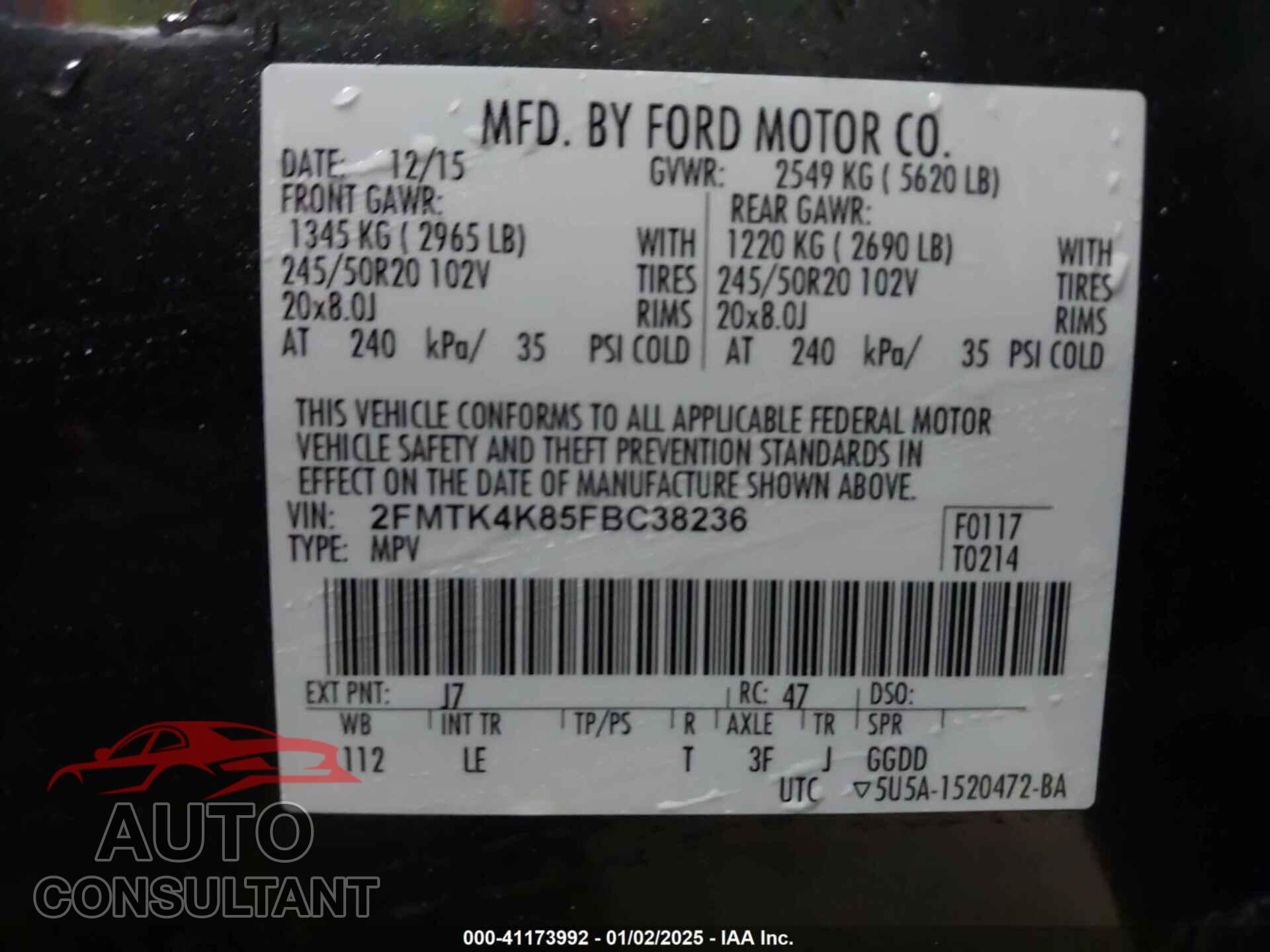 FORD EDGE 2015 - 2FMTK4K85FBC38236