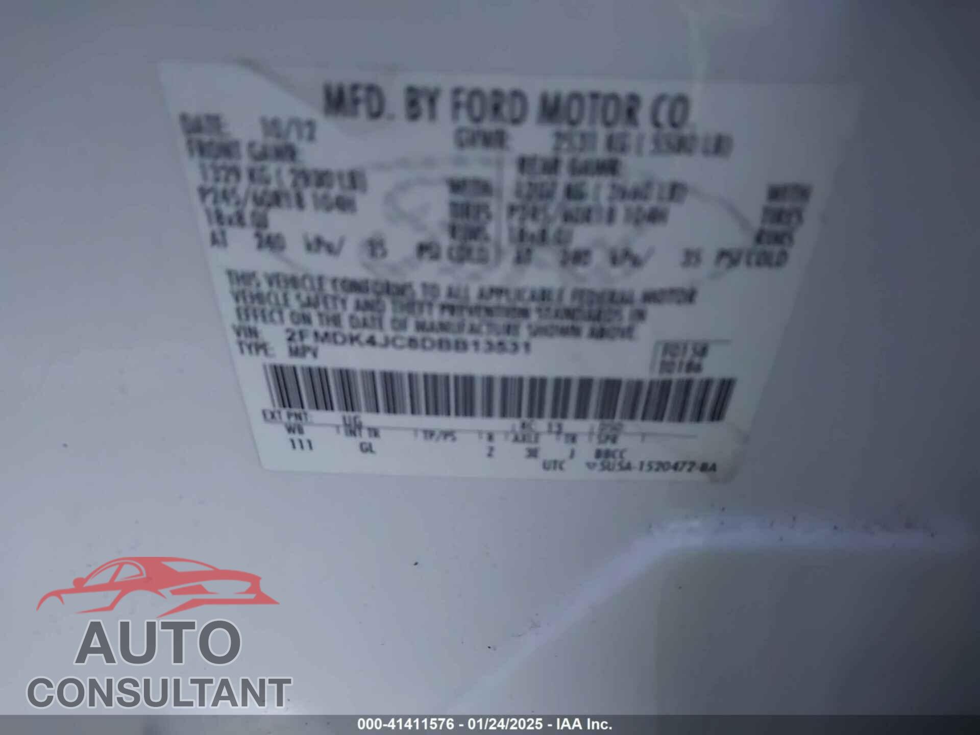 FORD EDGE 2013 - 2FMDK4JC8DBB13531