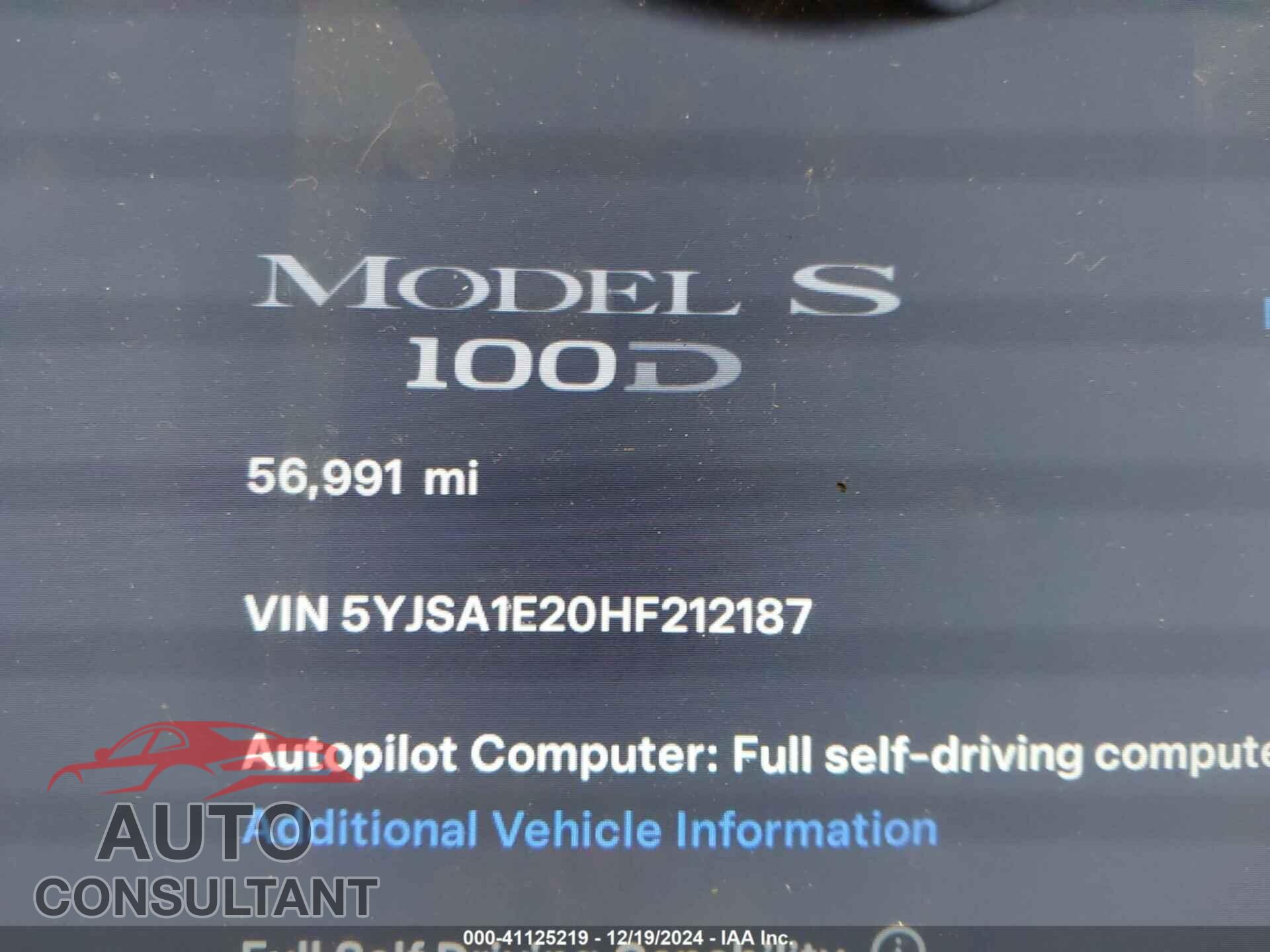 TESLA MODEL S 2017 - 5YJSA1E20HF212187