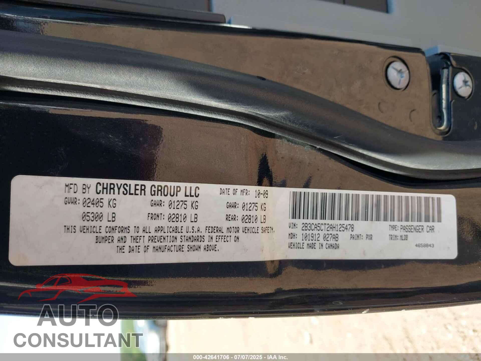 DODGE CHARGER 2010 - 2B3CA5CT2AH125478