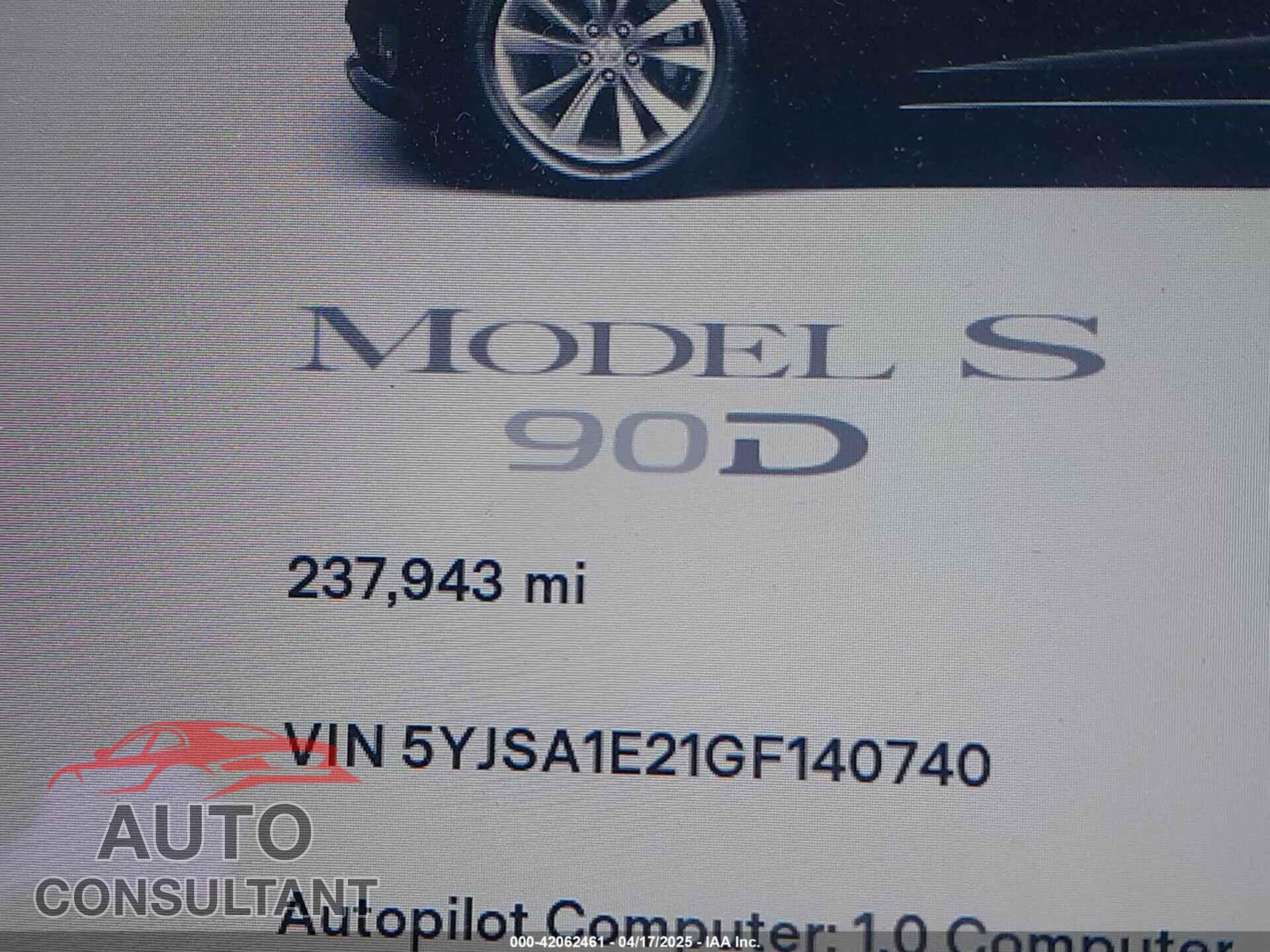 TESLA MODEL S 2016 - 5YJSA1E21GF140740