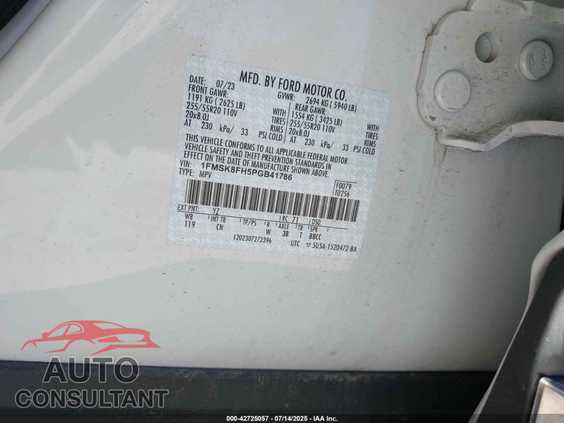 FORD EXPLORER 2023 - 1FMSK8FH5PGB41786