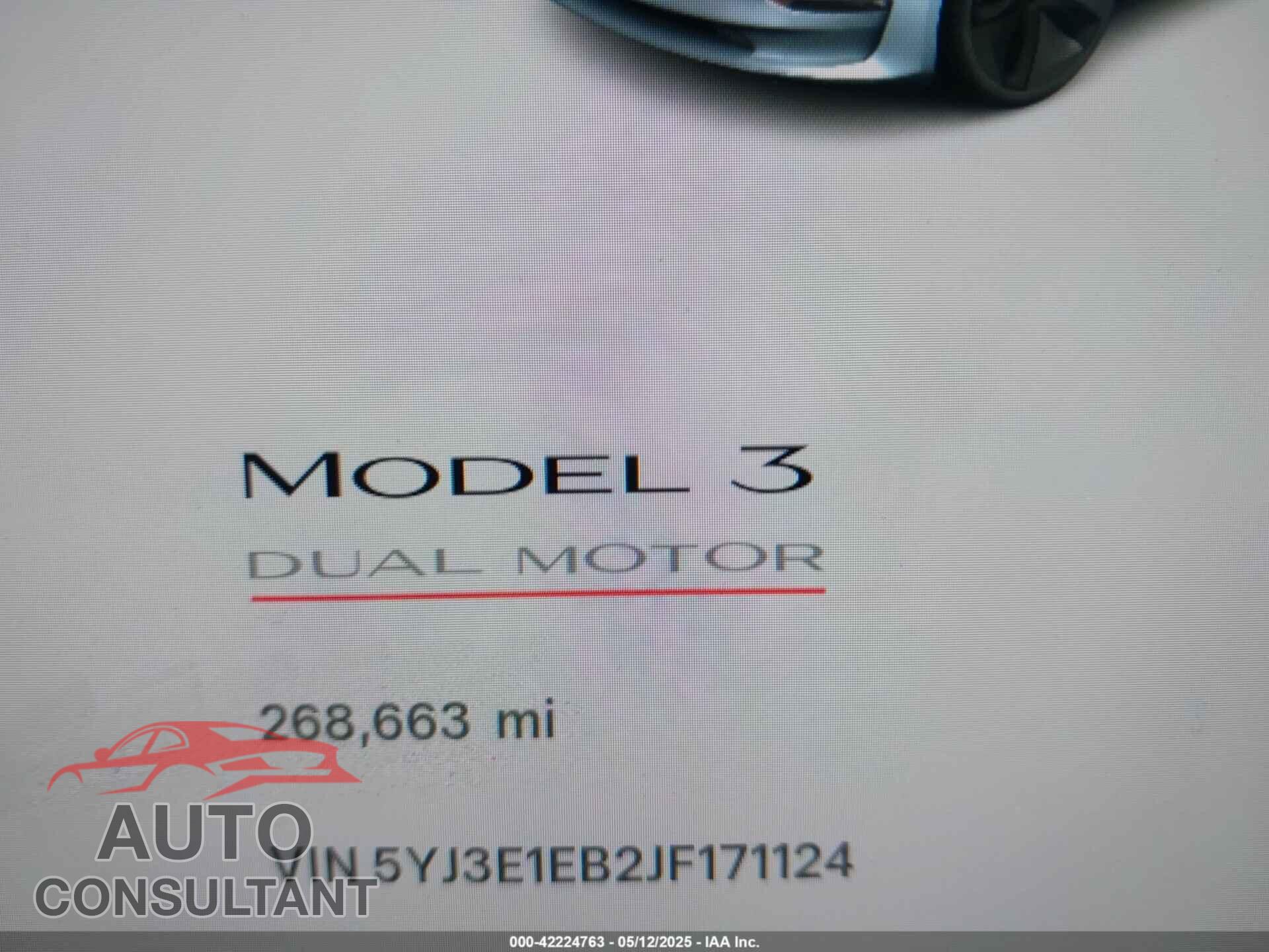 TESLA MODEL 3 2018 - 5YJ3E1EB2JF171124