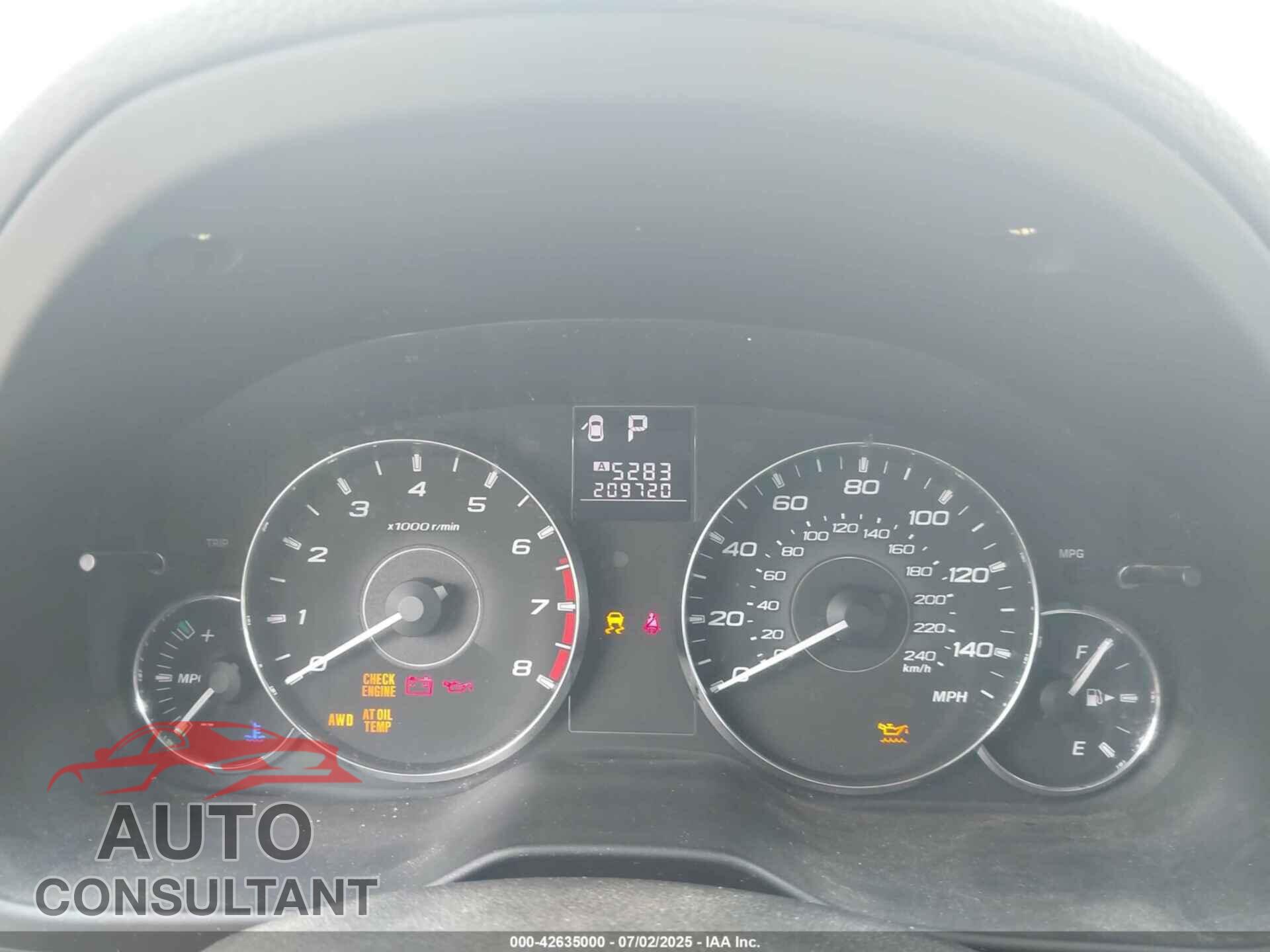 SUBARU OUTBACK 2012 - 4S4BRBAC1C3296230