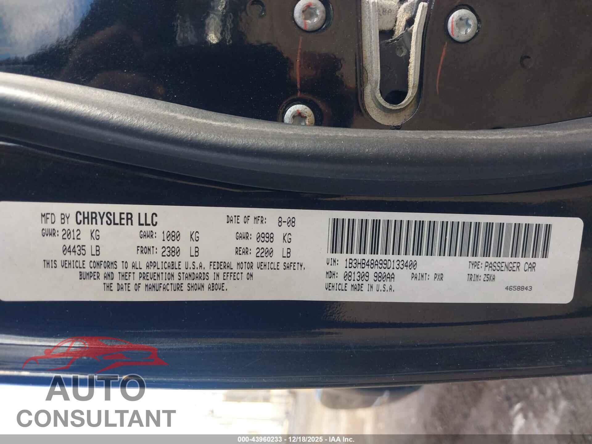 DODGE CALIBER 2009 - 1B3HB48A99D133400