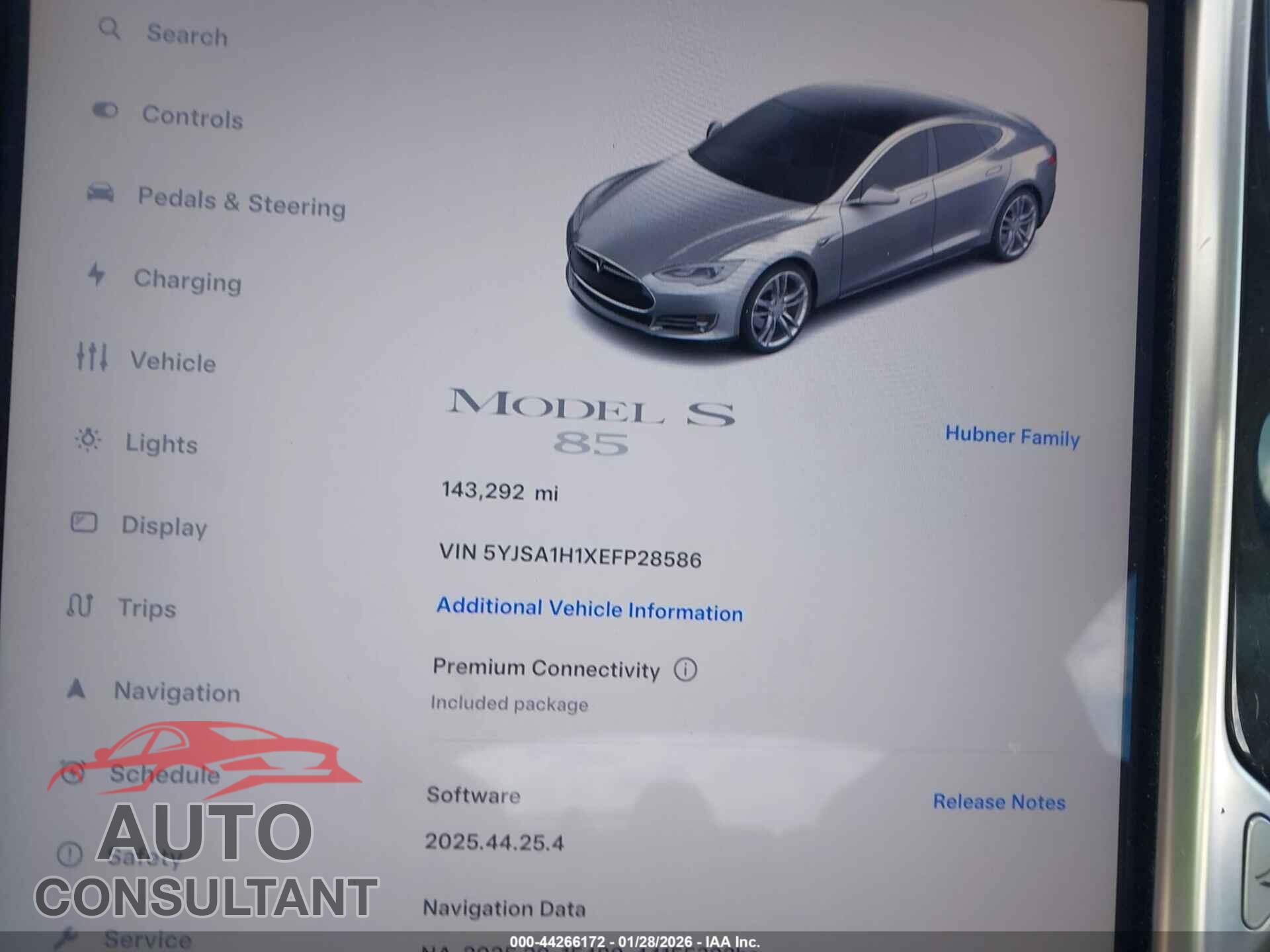 TESLA MODEL S 2014 - 5YJSA1H1XEFP28586