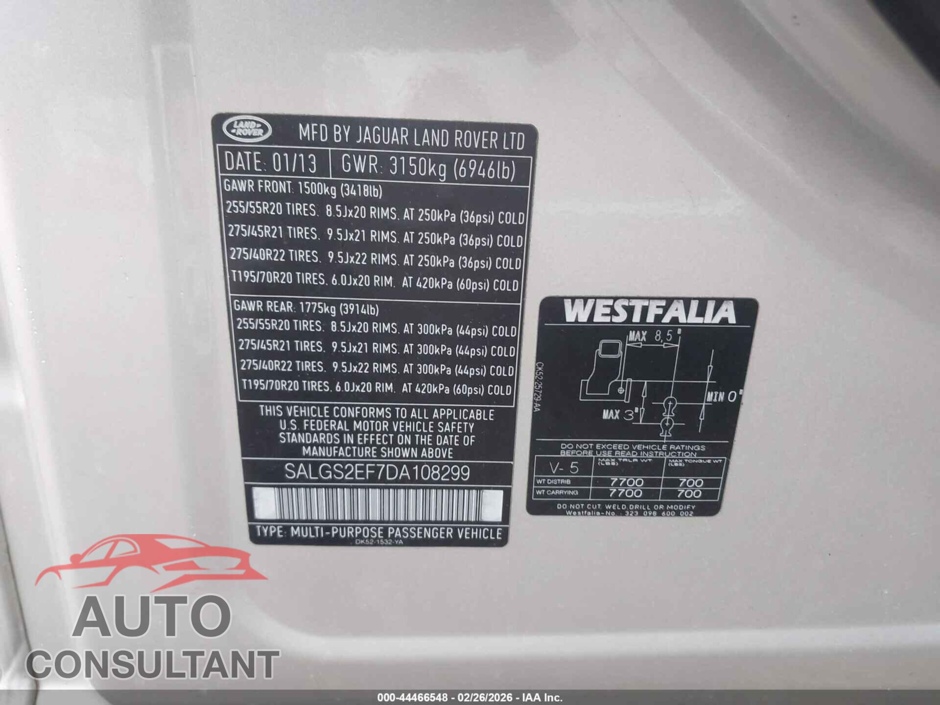 LAND ROVER RANGE ROVER 2013 - SALGS2EF7DA108299