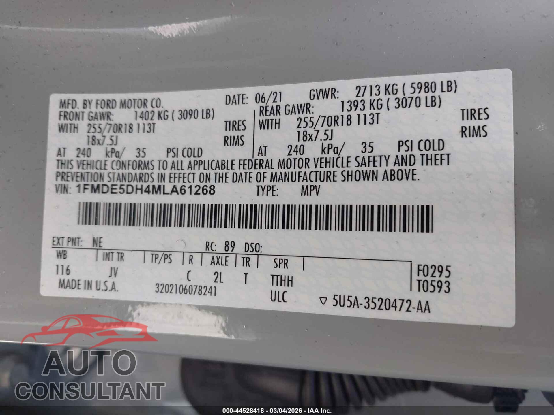 FORD BRONCO 2021 - 1FMDE5DH4MLA61268