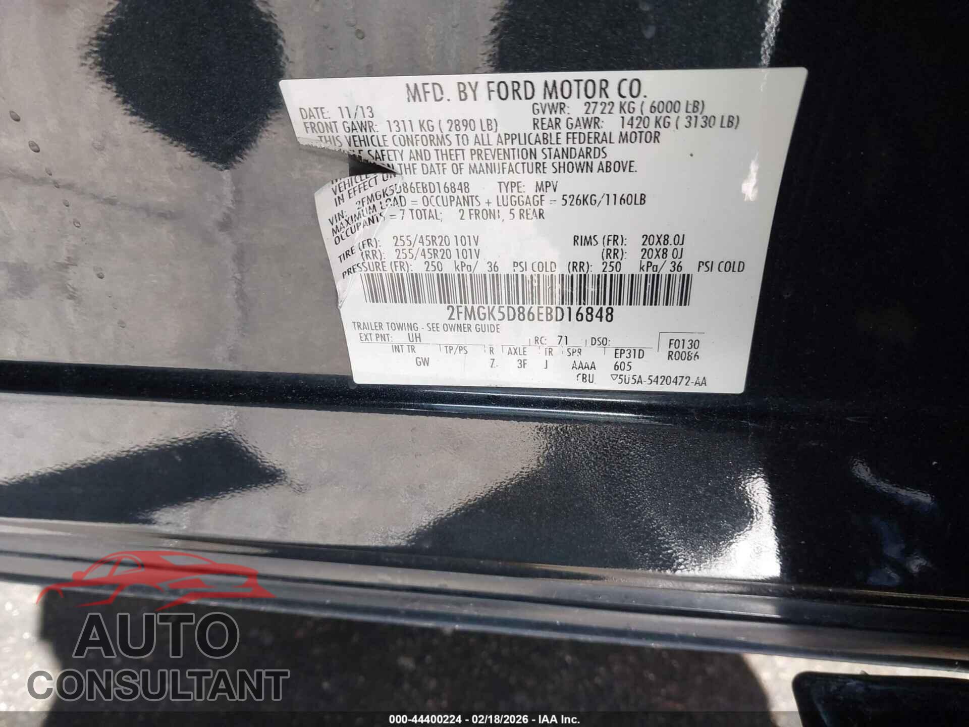FORD FLEX 2014 - 2FMGK5D86EBD16848
