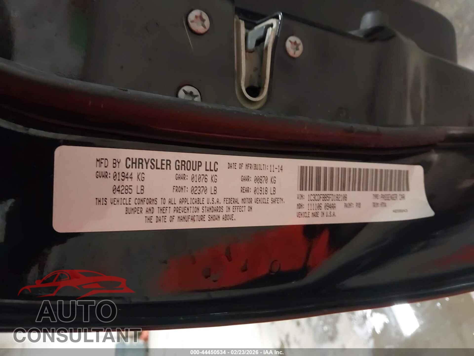 DODGE DART 2015 - 1C3CDFBB5FD182108