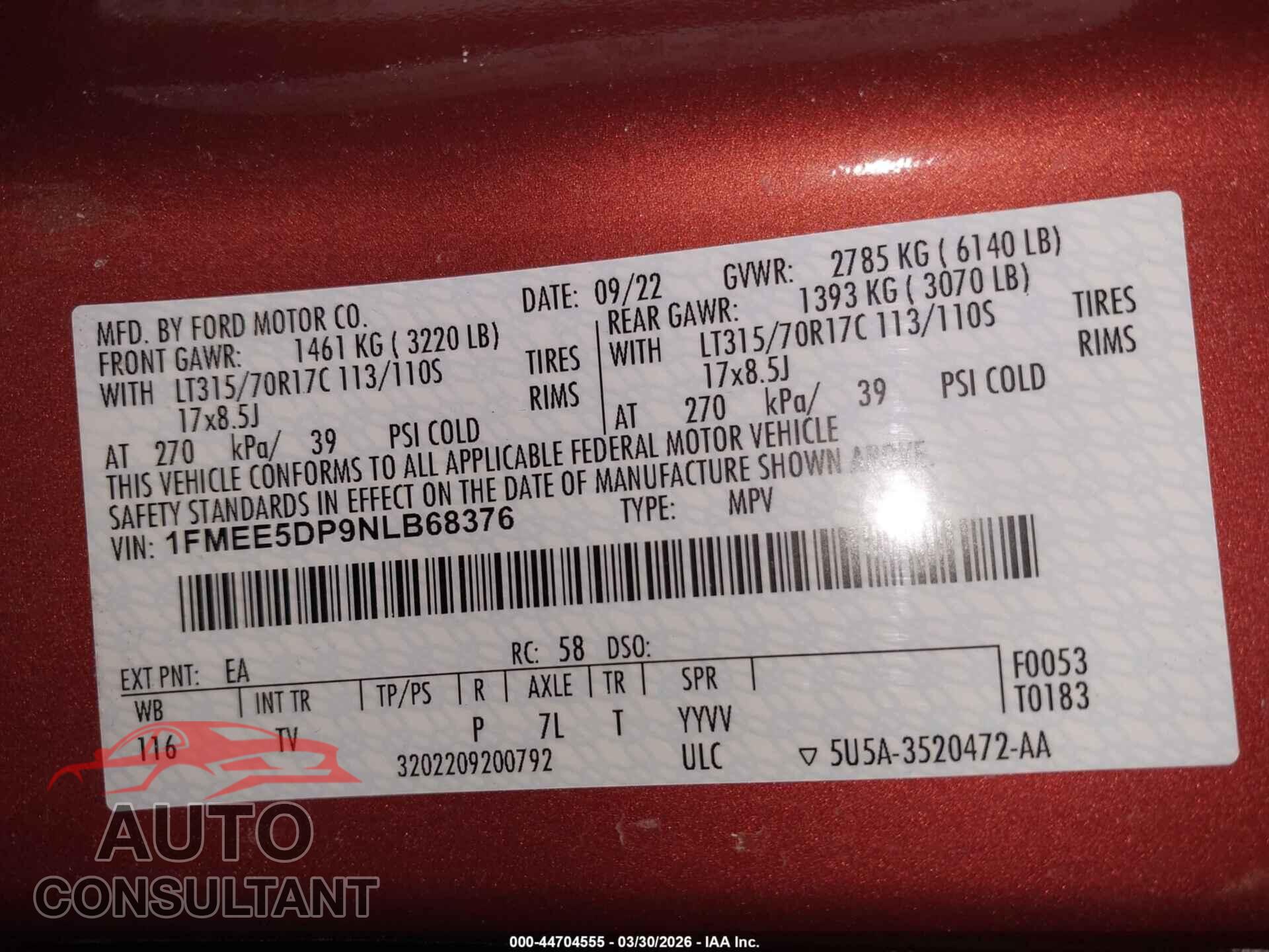 FORD BRONCO 2022 - 1FMEE5DP9NLB68376