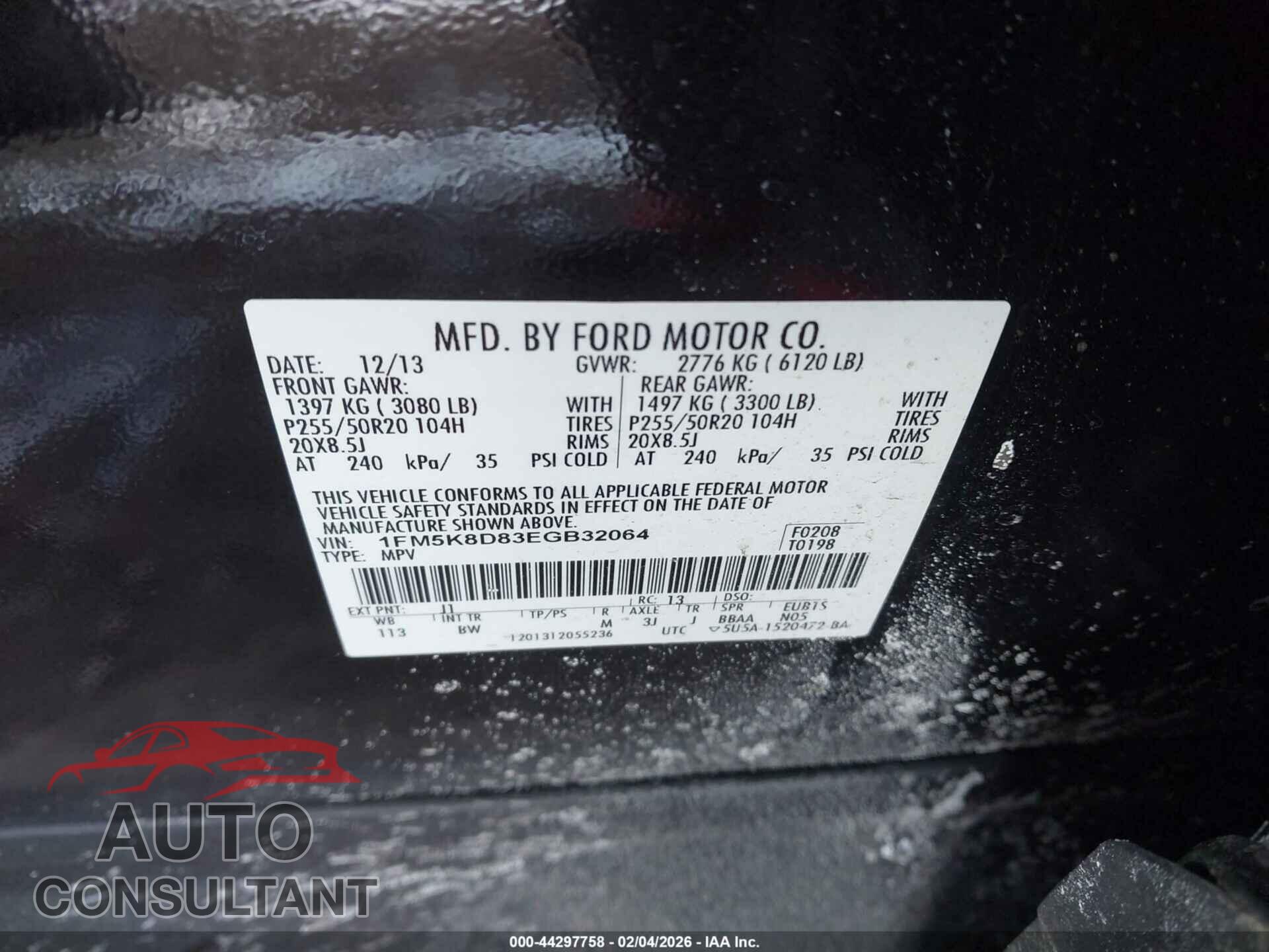 FORD EXPLORER 2014 - 1FM5K8D83EGB32064