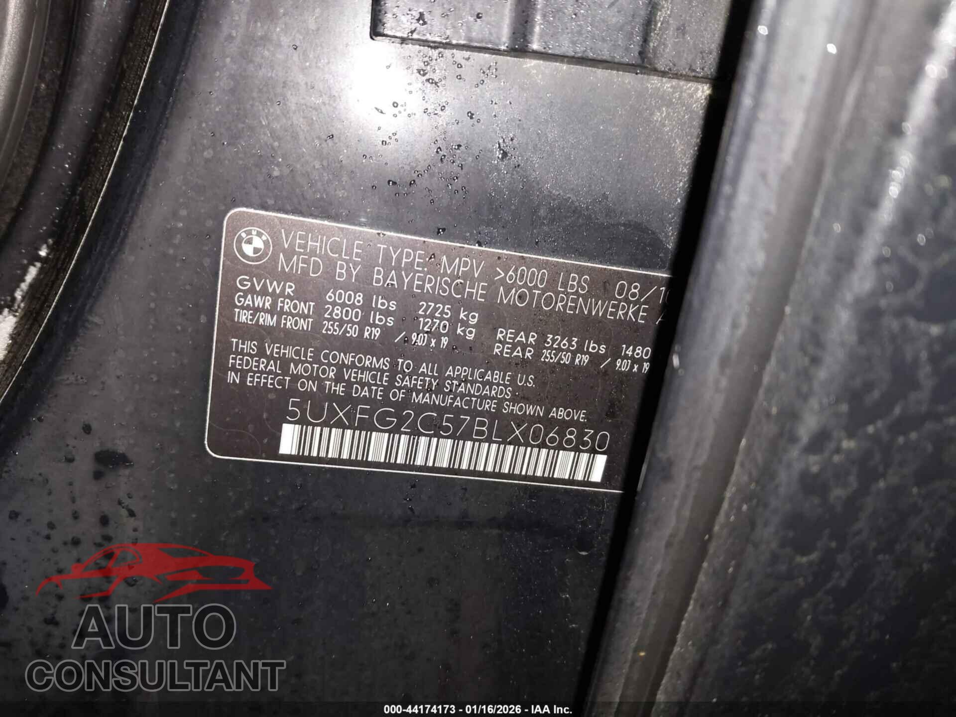 BMW X6 2011 - 5UXFG2C57BLX06830