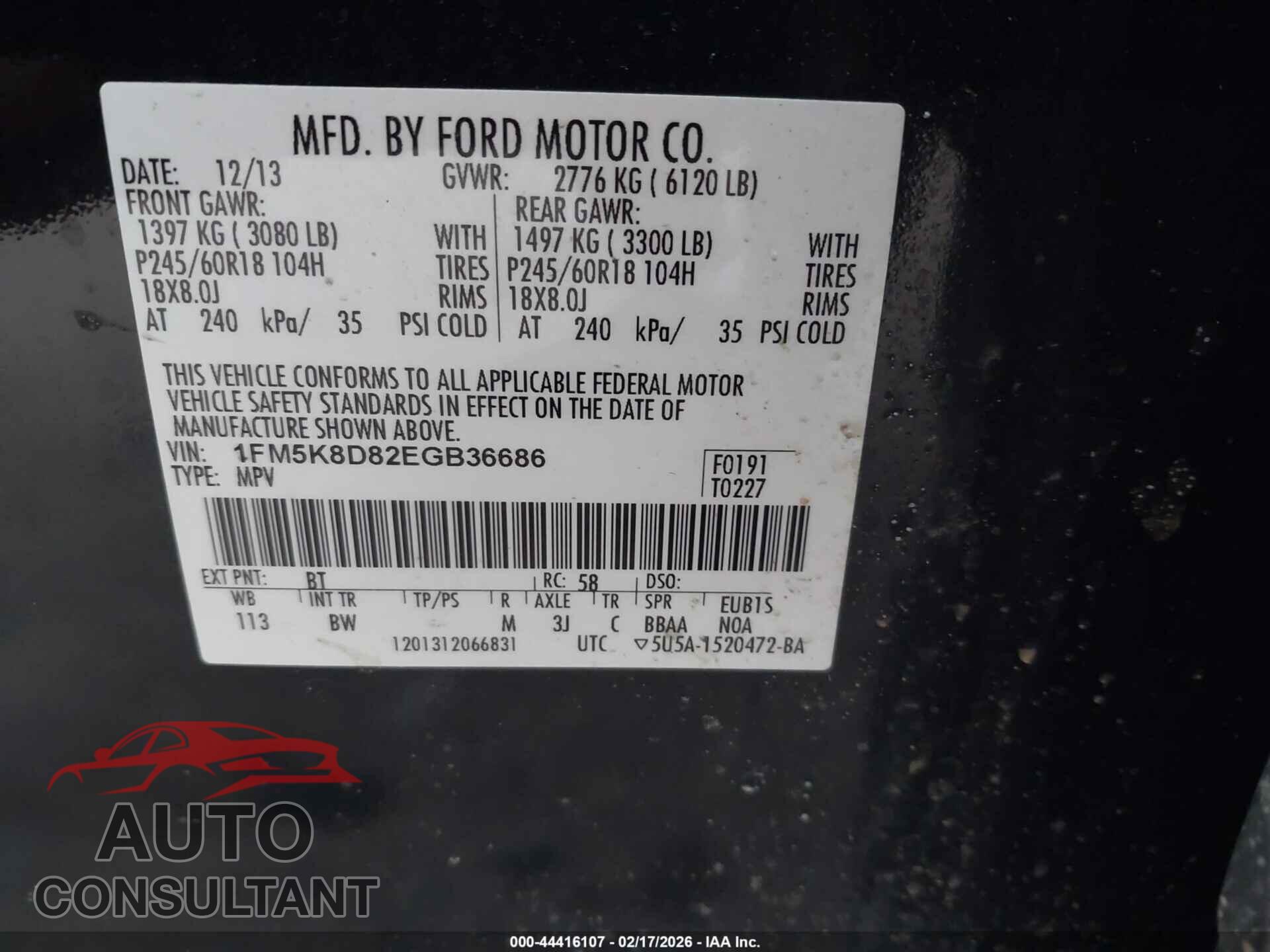 FORD EXPLORER 2014 - 1FM5K8D82EGB36686