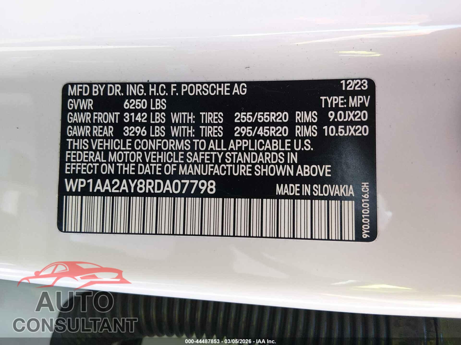 PORSCHE CAYENNE 2024 - WP1AA2AY8RDA07798