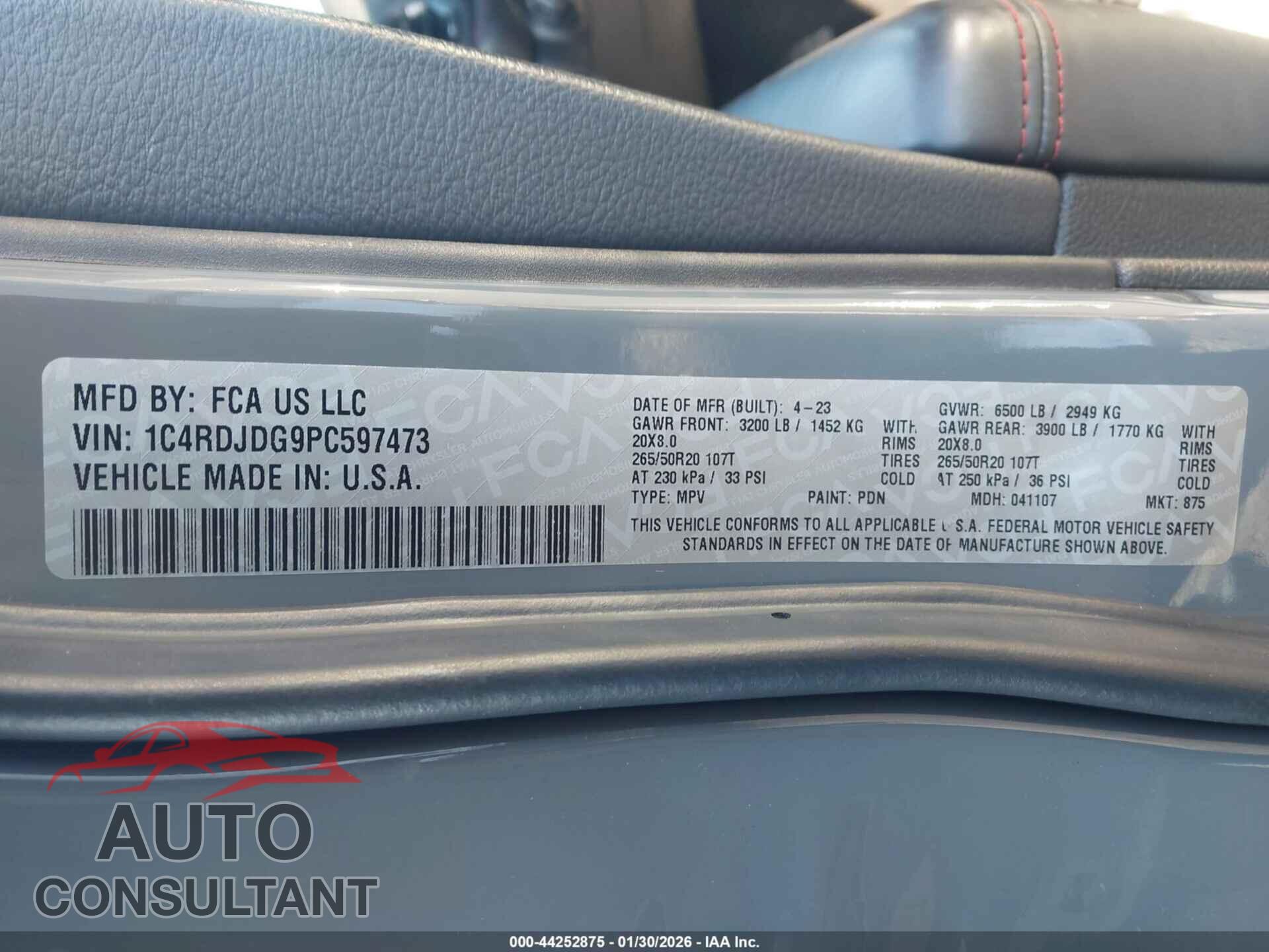 DODGE DURANGO 2023 - 1C4RDJDG9PC597473