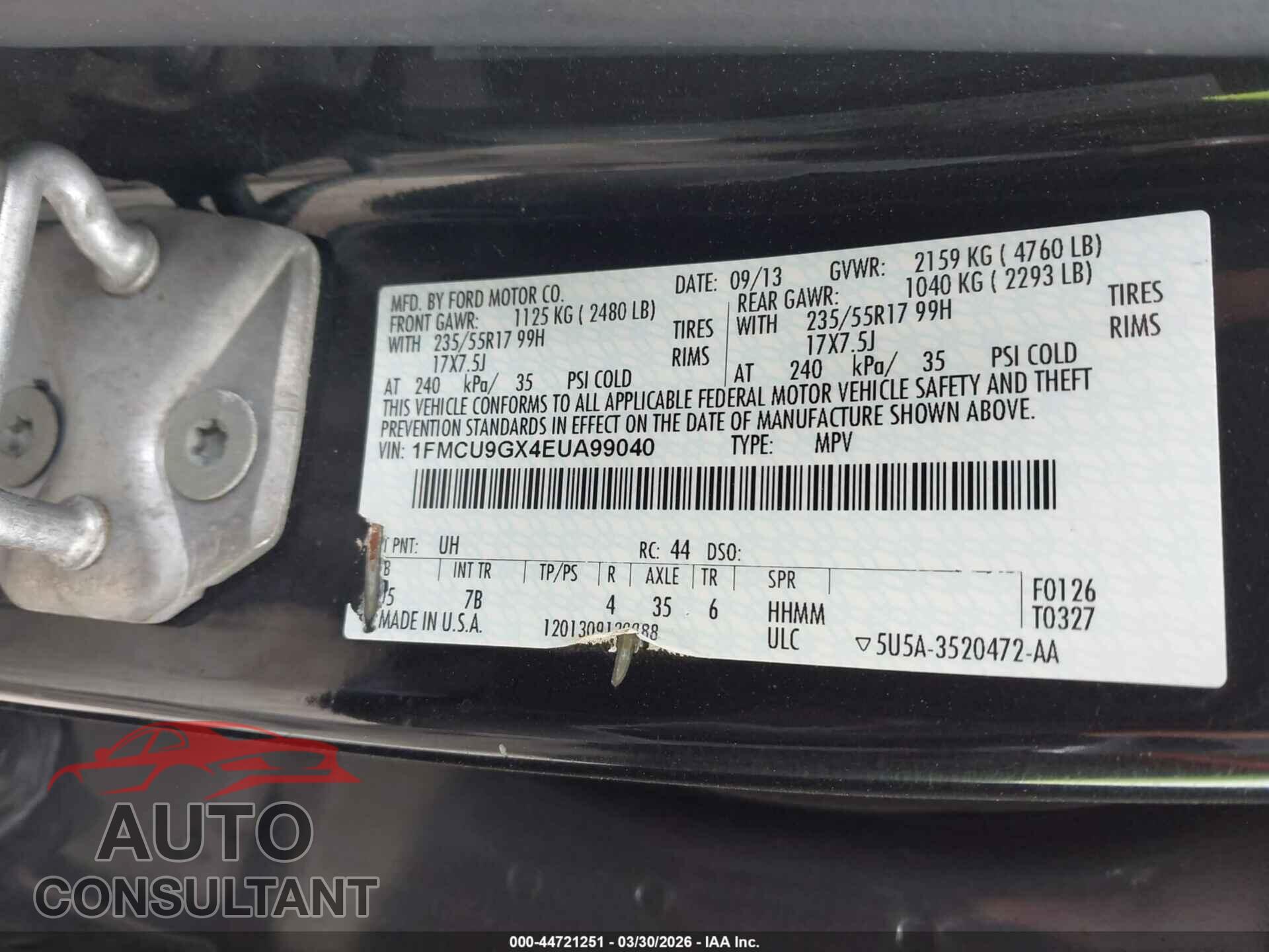 FORD ESCAPE 2014 - 1FMCU9GX4EUA99040
