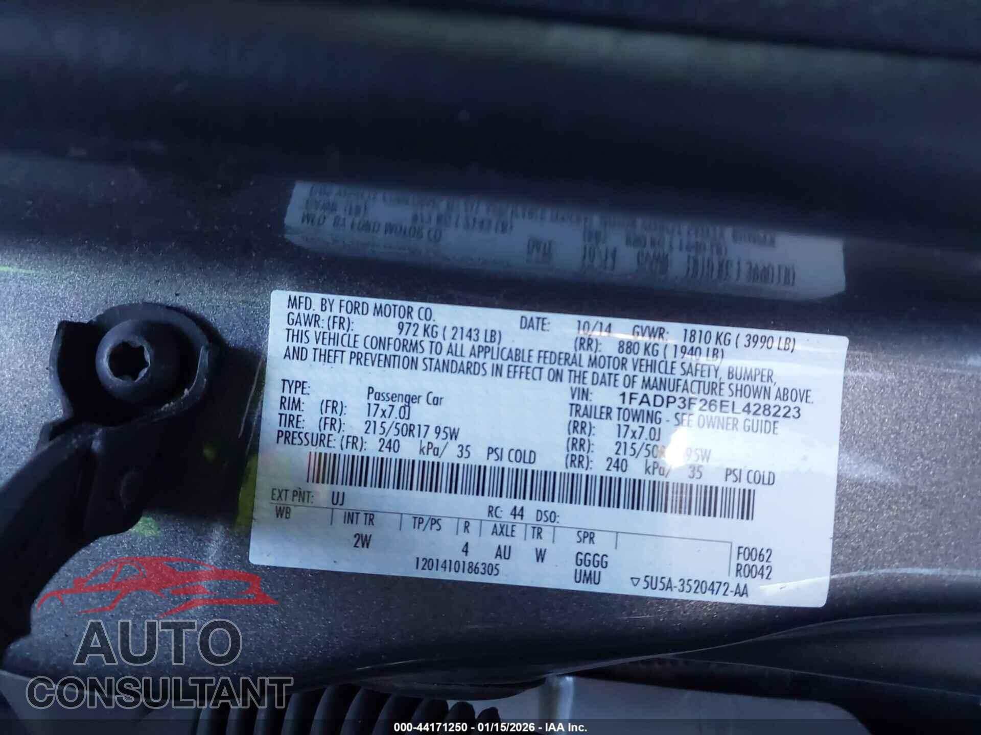 FORD FOCUS 2014 - 1FADP3F26EL428223
