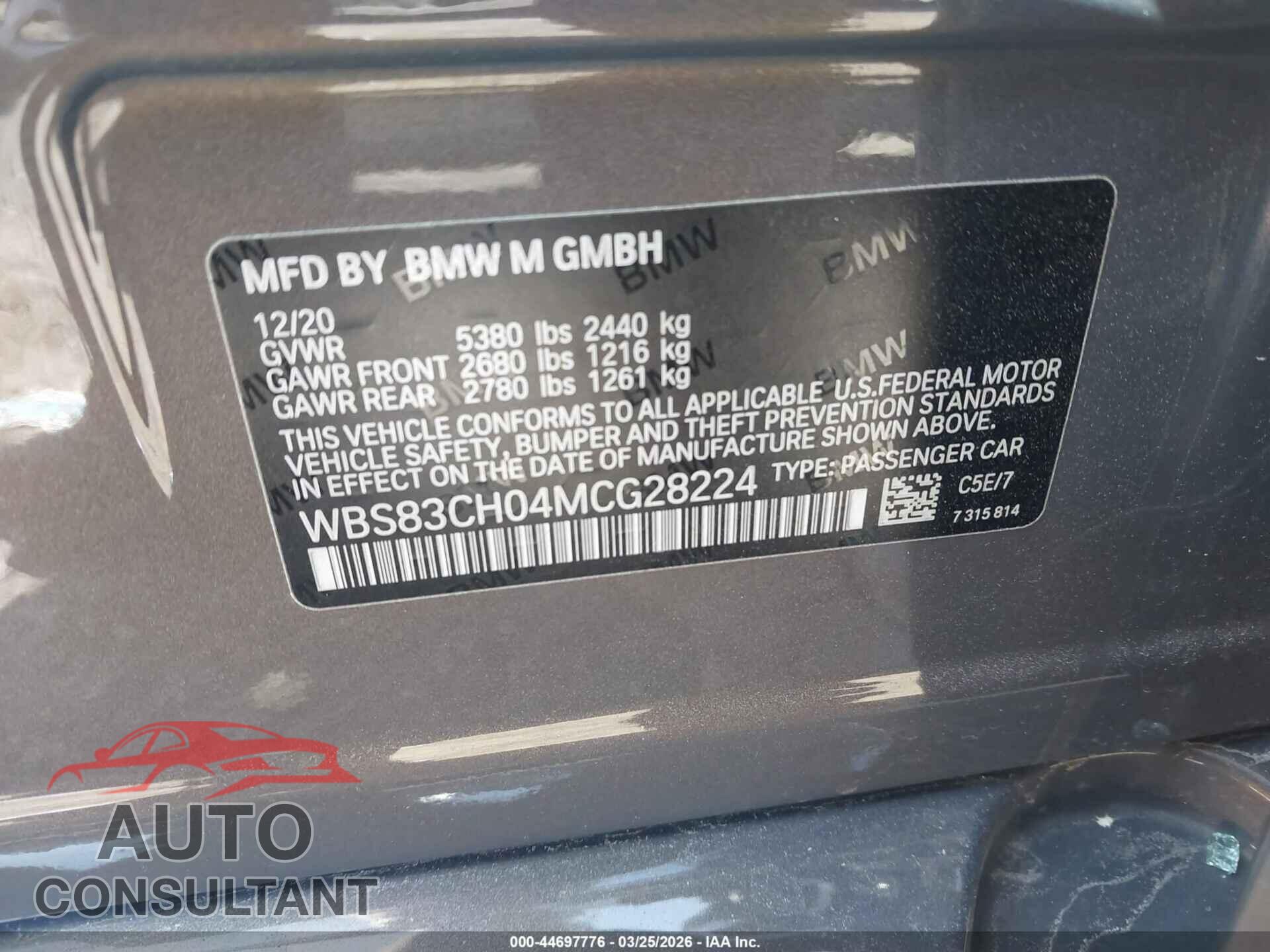 BMW M5 2021 - WBS83CH04MCG28224