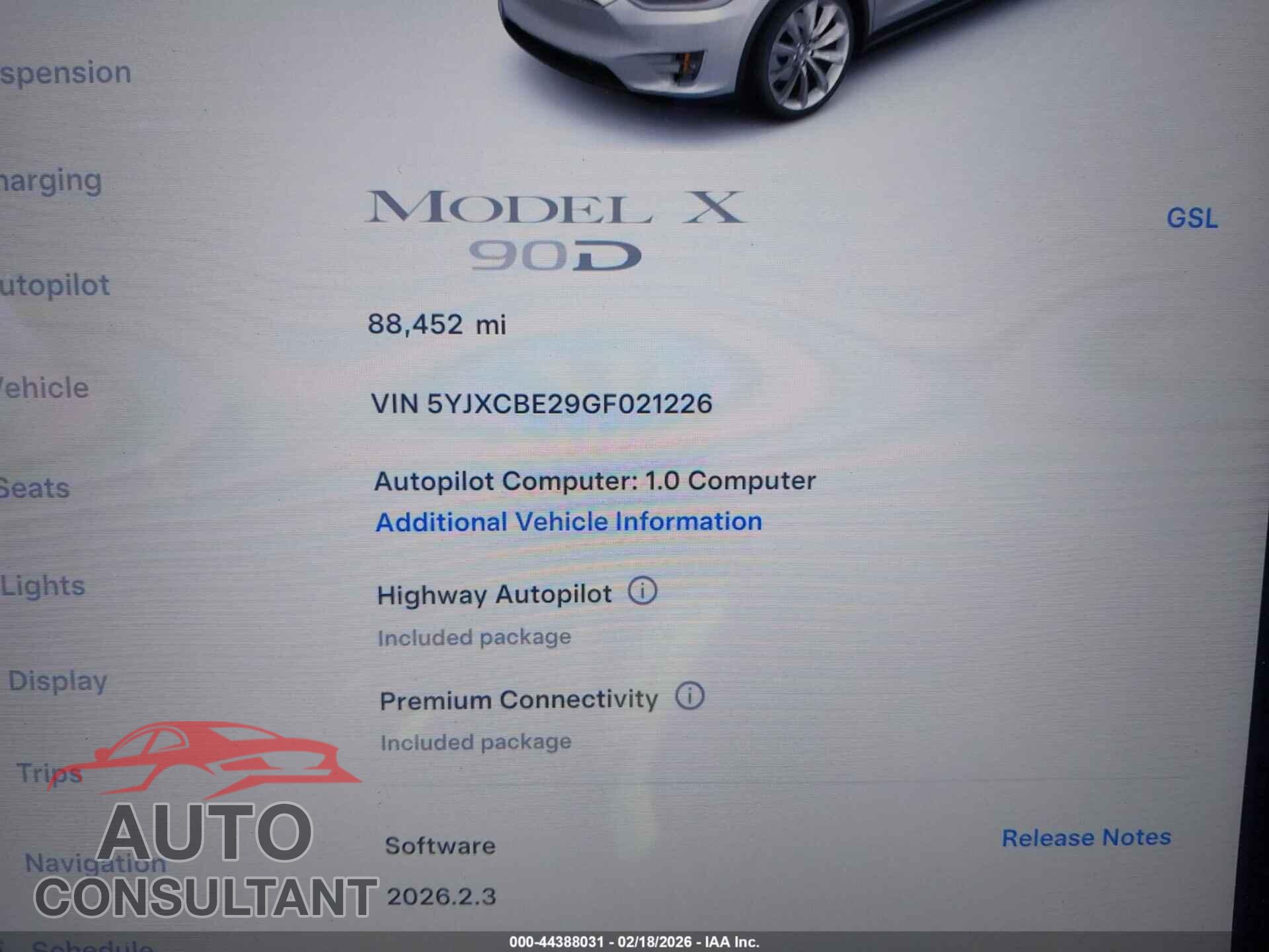 TESLA MODEL X 2016 - 5YJXCBE29GF021226